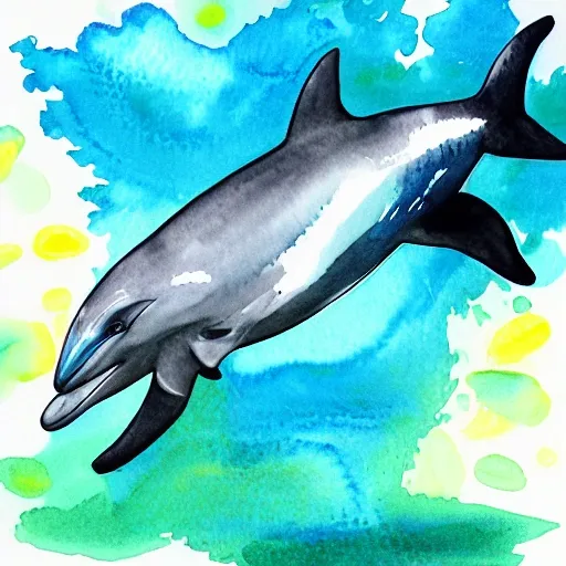 G and dolphins combine, Water Color