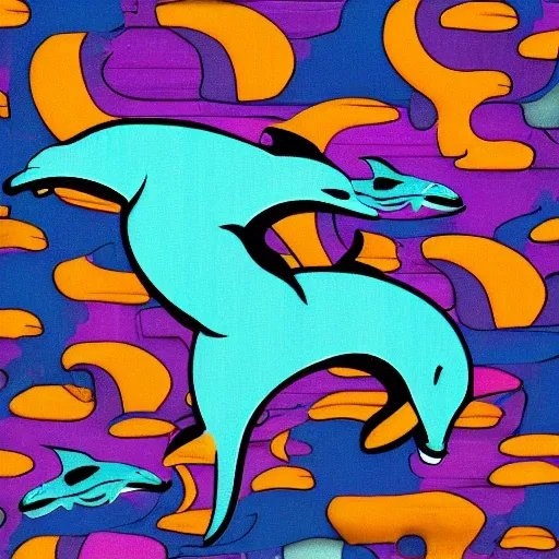 letters"G" and dolphins combine, Trippy