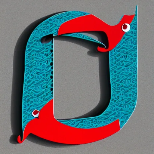 letters"G" and dolphins combine, 3D