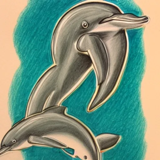 letters"G" and dolphins combine, Pencil Sketch