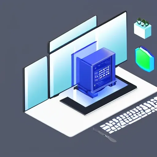 A computer screen displaying without a computer base product design, isometric, 