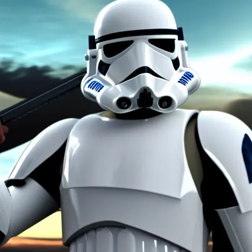 Clone trooper knight holding a sword 4k