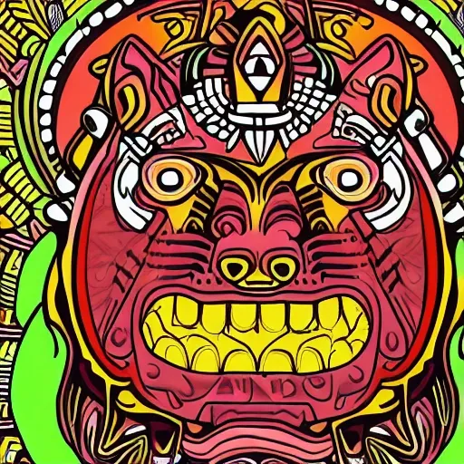 create an illustration of the jaguar god of mayan mythology,  png format., Cartoon