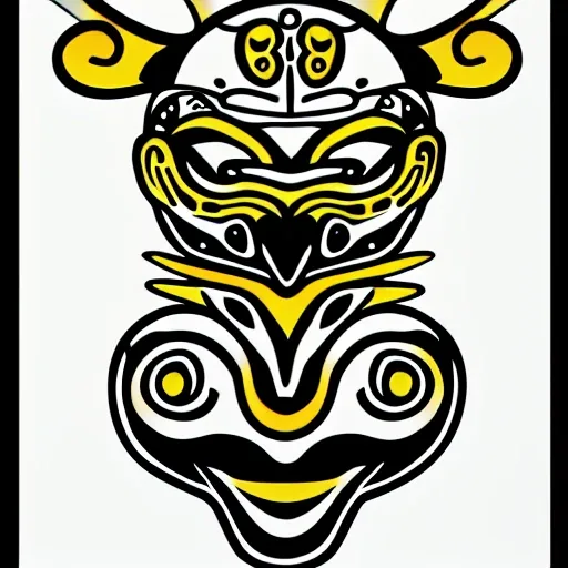 create an illustration of the jaguar god, snake god and hummingbird god, from mayan mythology, white background, png format., Cartoon