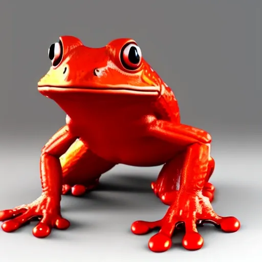 A red frog in armor, 3D