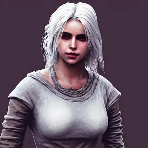 Ciri, soft hair, fluffy hair, tight shirt, photorealistic, full body