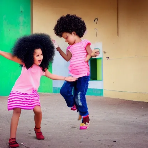 latin girl and afro gril playing at the school