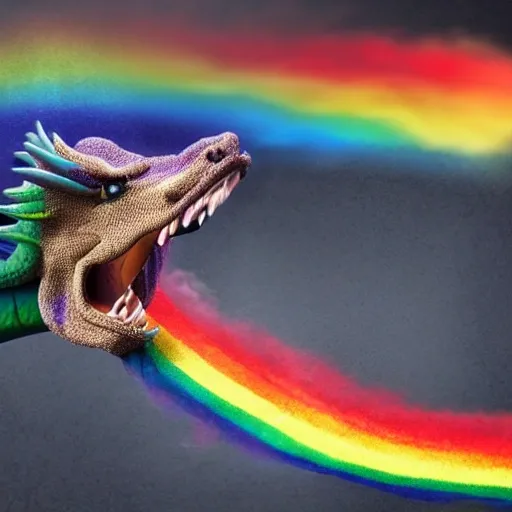 Dragon spitting the rainbow out of it mouth,