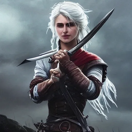 Ciri, Hair In Bun, Tight Shirt, Photorealistic, Battle Scene, Sw 