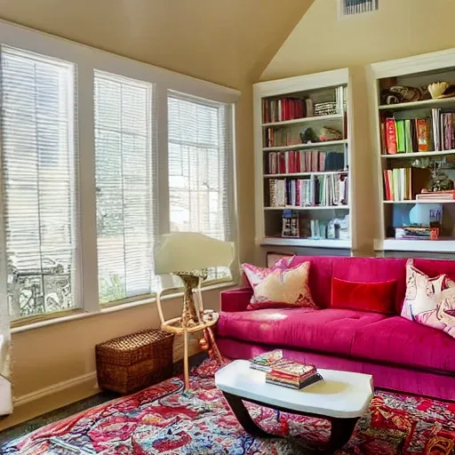 A vibrant and inviting image featuring a clean, organized living room. The room is filled with natural light pouring in through large windows, creating a warm and welcoming atmosphere. The furniture is arranged neatly, with plump cushions and a cozy throw blanket draped over a comfortable sofa. A stylish coffee table sits in the center, adorned with a vase of fresh flowers. On one side, a bookshelf displays well-arranged books and decorative items. The floor is spotless, showcasing a beautiful rug with intricate patterns. A soft glow emanates from a modern floor lamp in the corner. The image evokes a sense of cleanliness, tranquility, and a well-maintained home, symbolizing the positive impact of using Clean Home detergents.