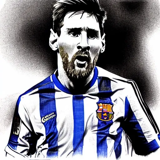 best messi picture dribbling,Pencil Sketch