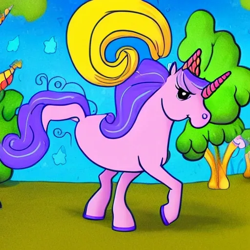 unicornio esquizofrenico, 4k, realista , Cartoon