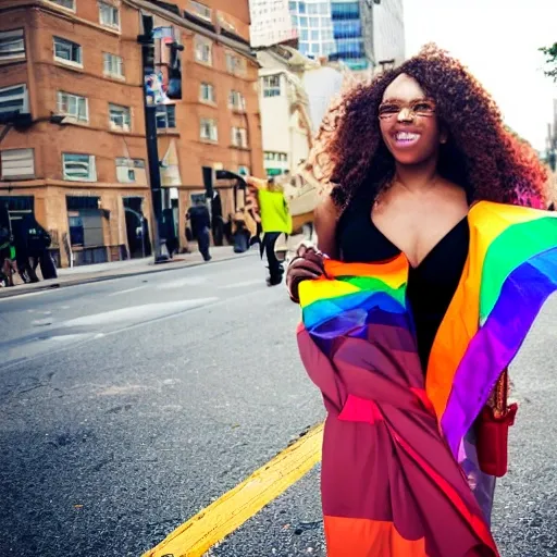 
image of a woman ready for the LGBT march