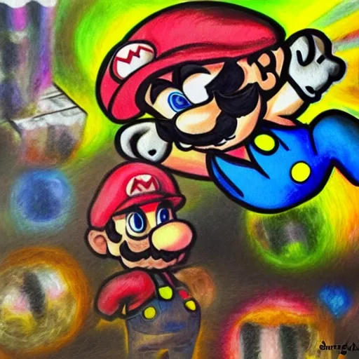 mario bros

, Trippy, Pencil Sketch, Oil Painting, Water Color, Oil Painting, Oil Painting subrealista