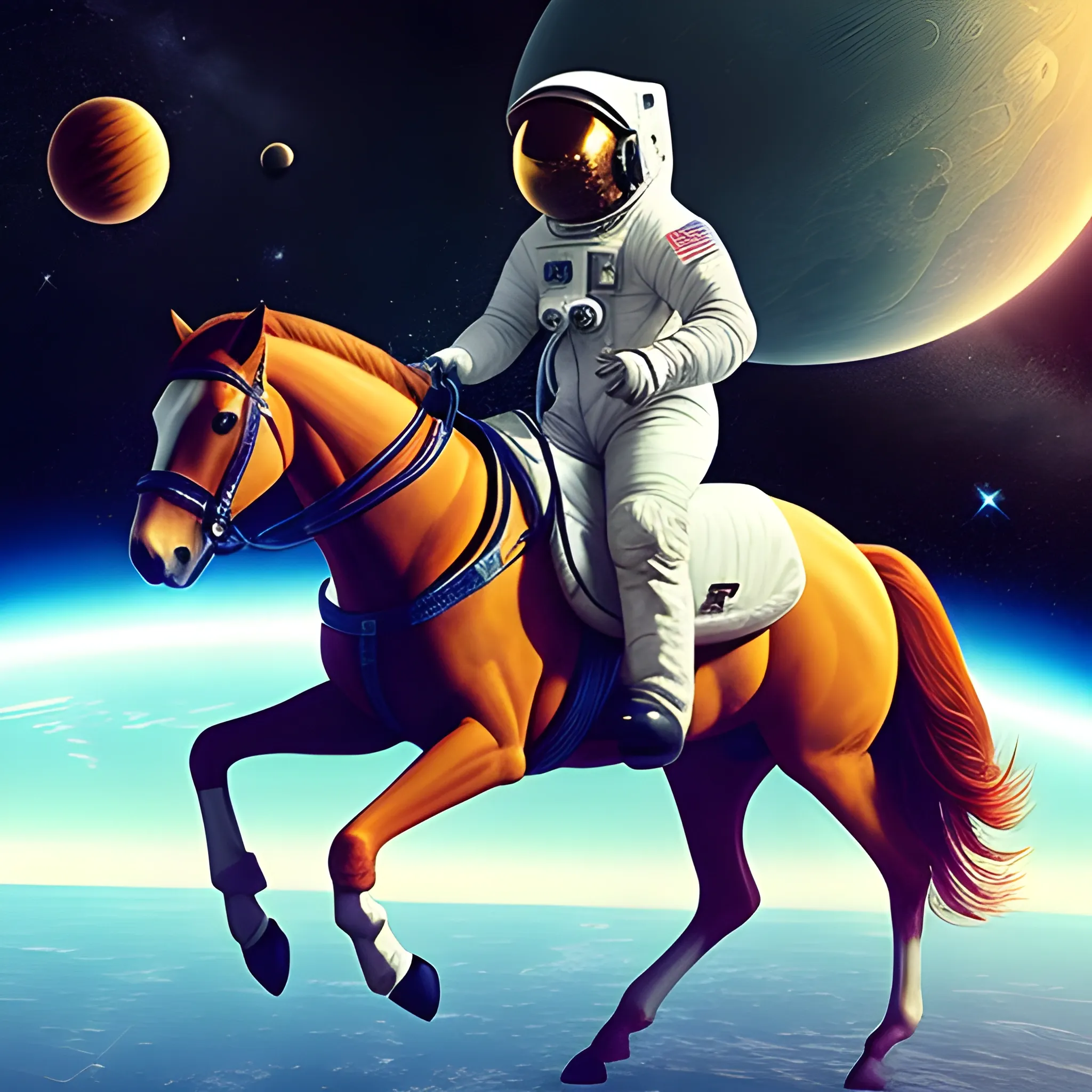 An astronaut riding a horse
