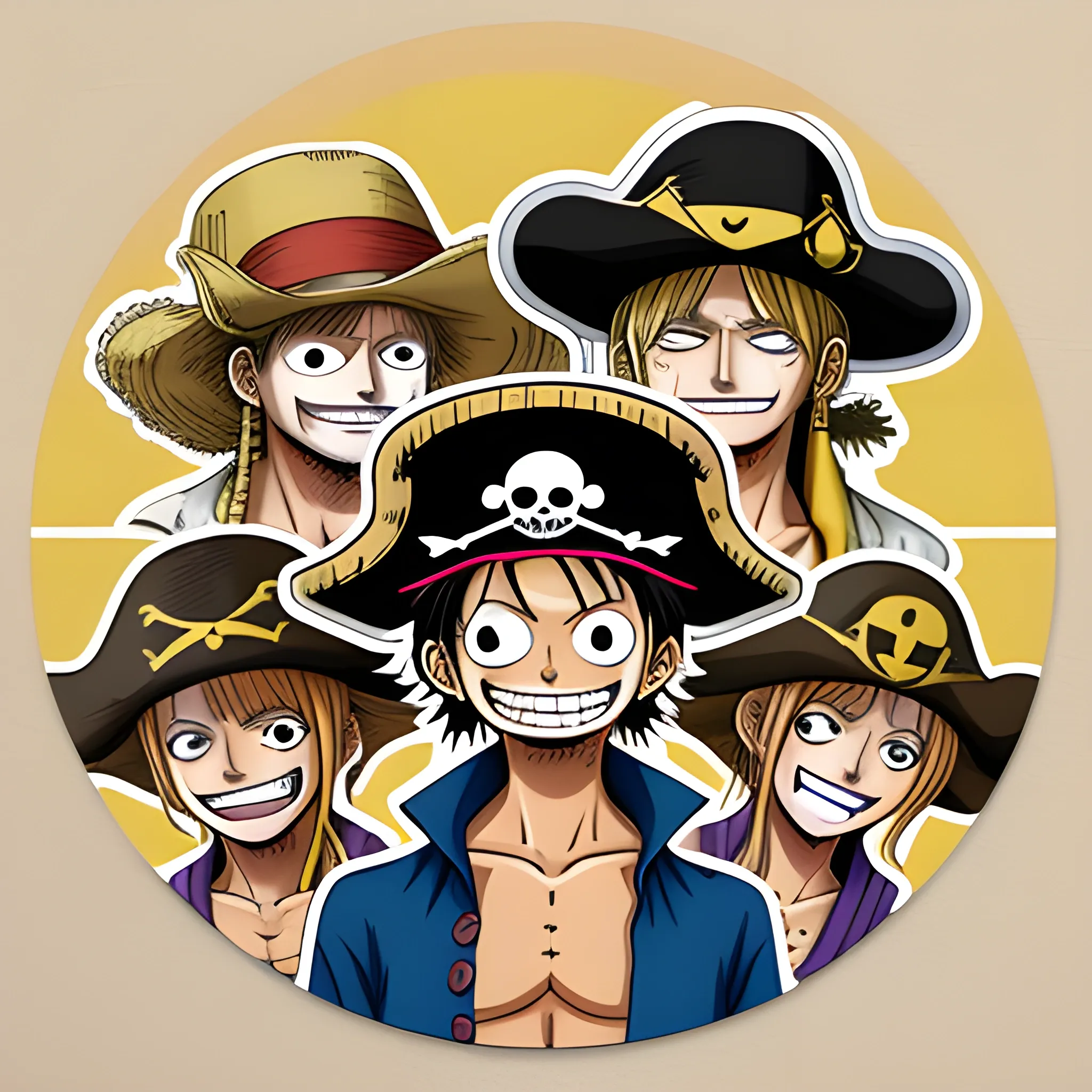One piece, straw hat pirate group,sticker design