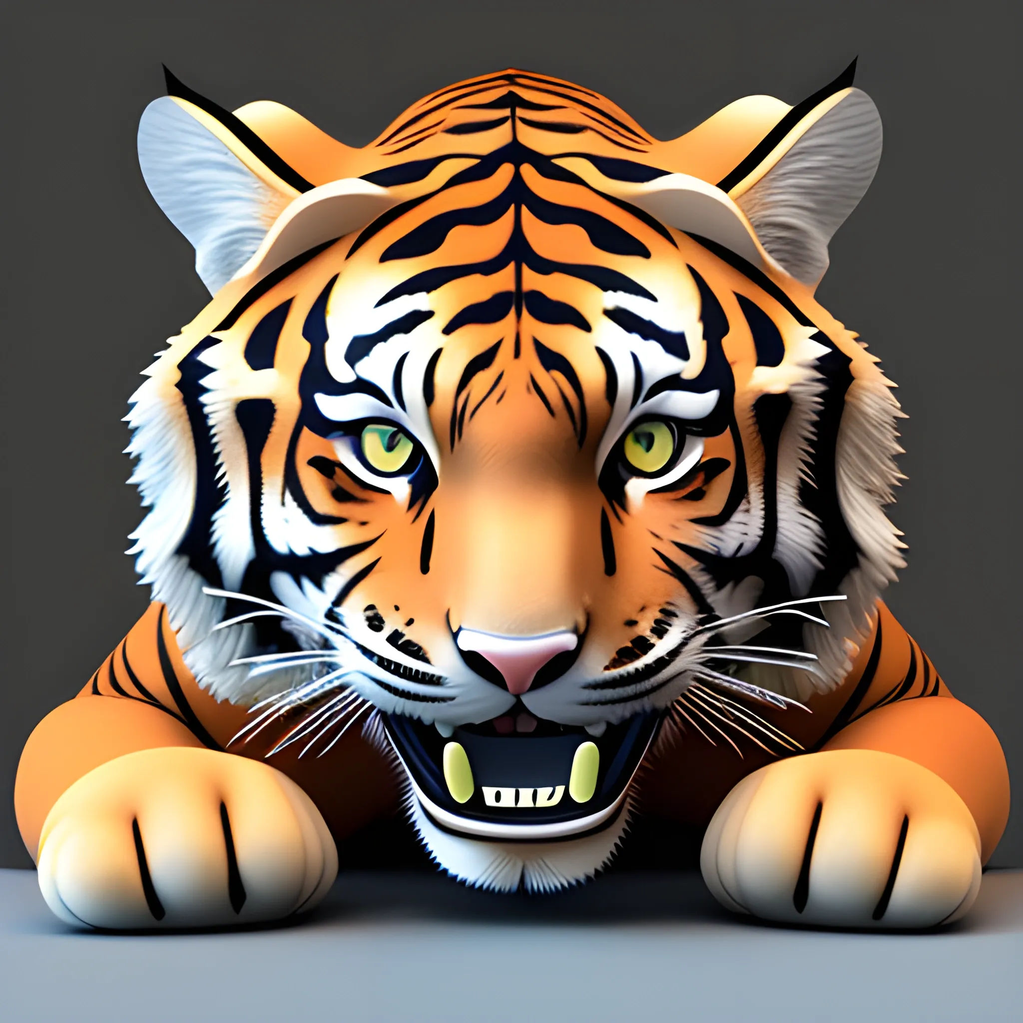 Cat vs tiger, 3D