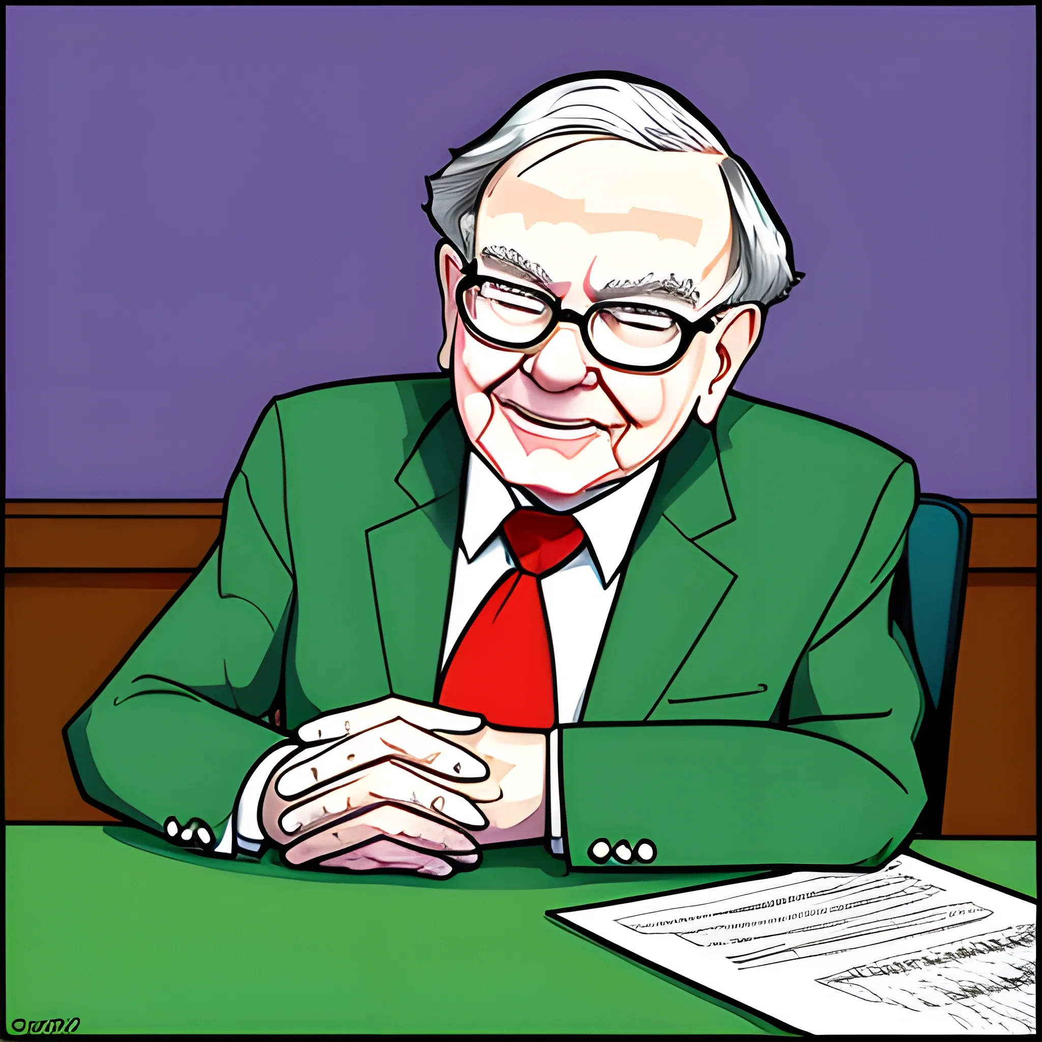 Warren buffett cartoon style