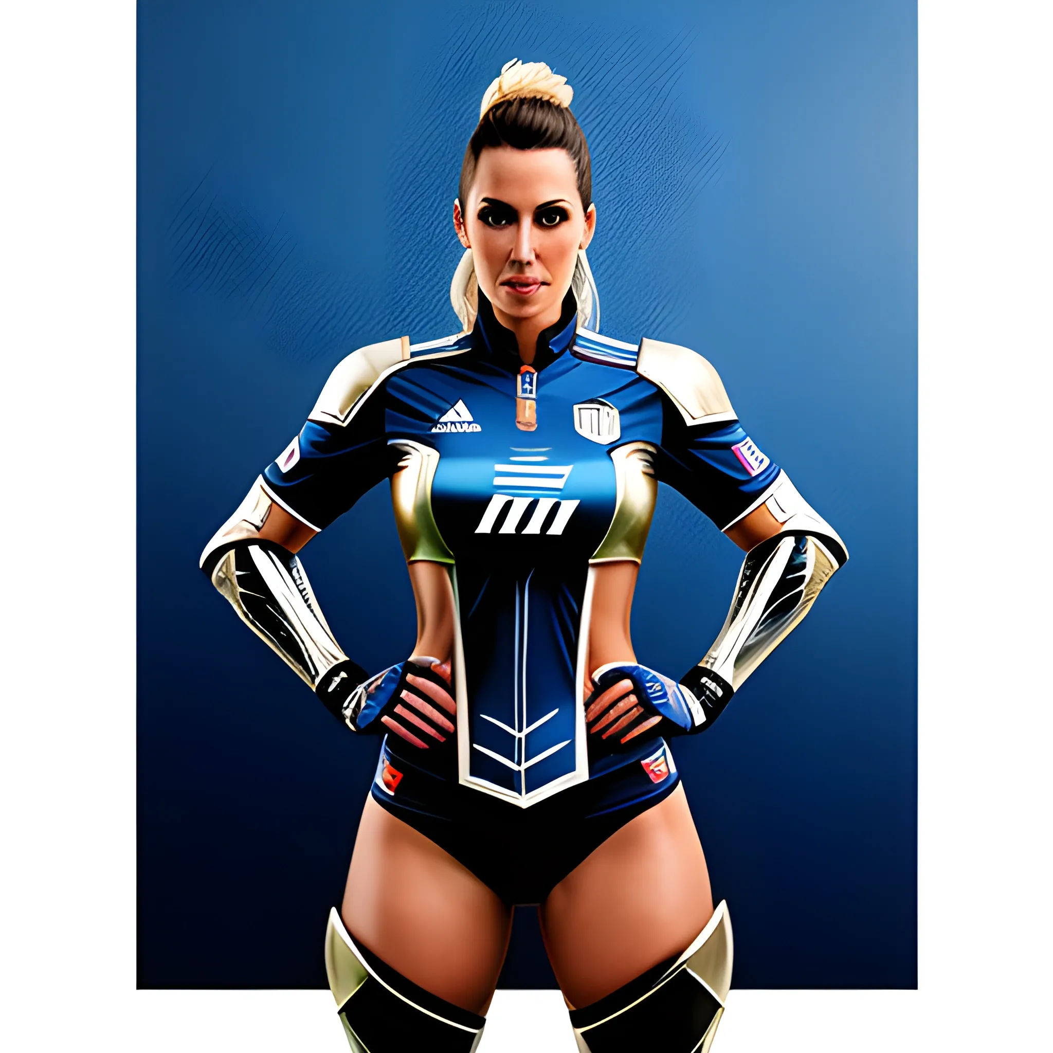 millonarios futbol club girl with armor 
