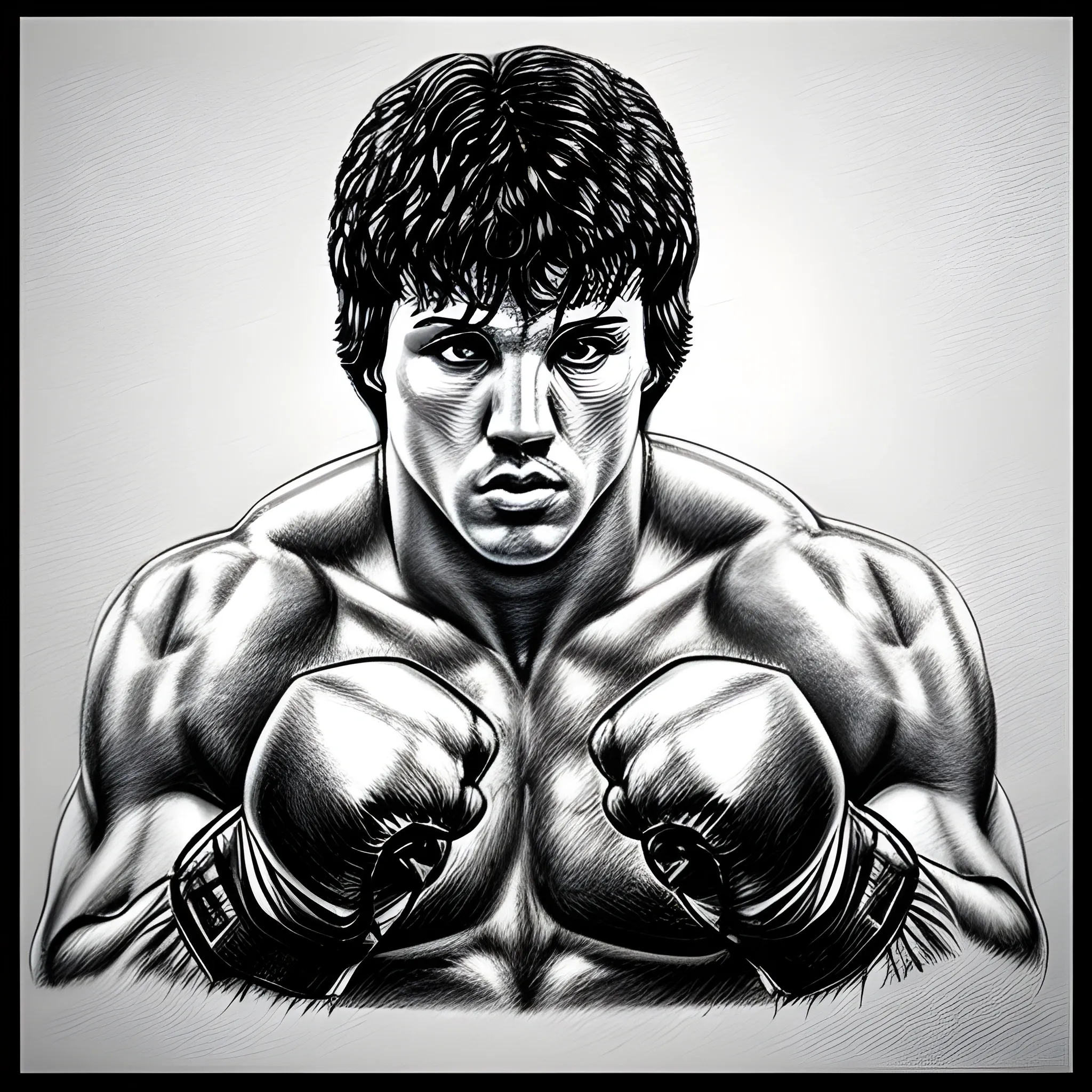 boxeador Rocky Balboa art, Pencil Sketch, Pencil Sketch, Trippy