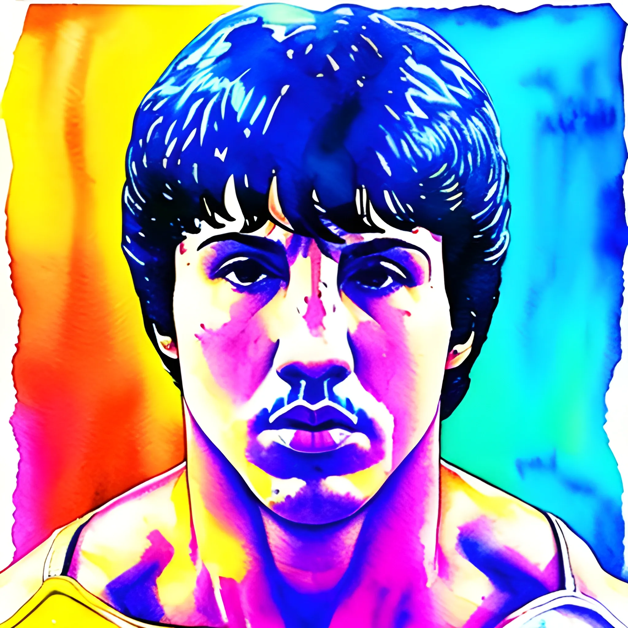 boxeador Rocky Balboa art, Water Color, Trippy