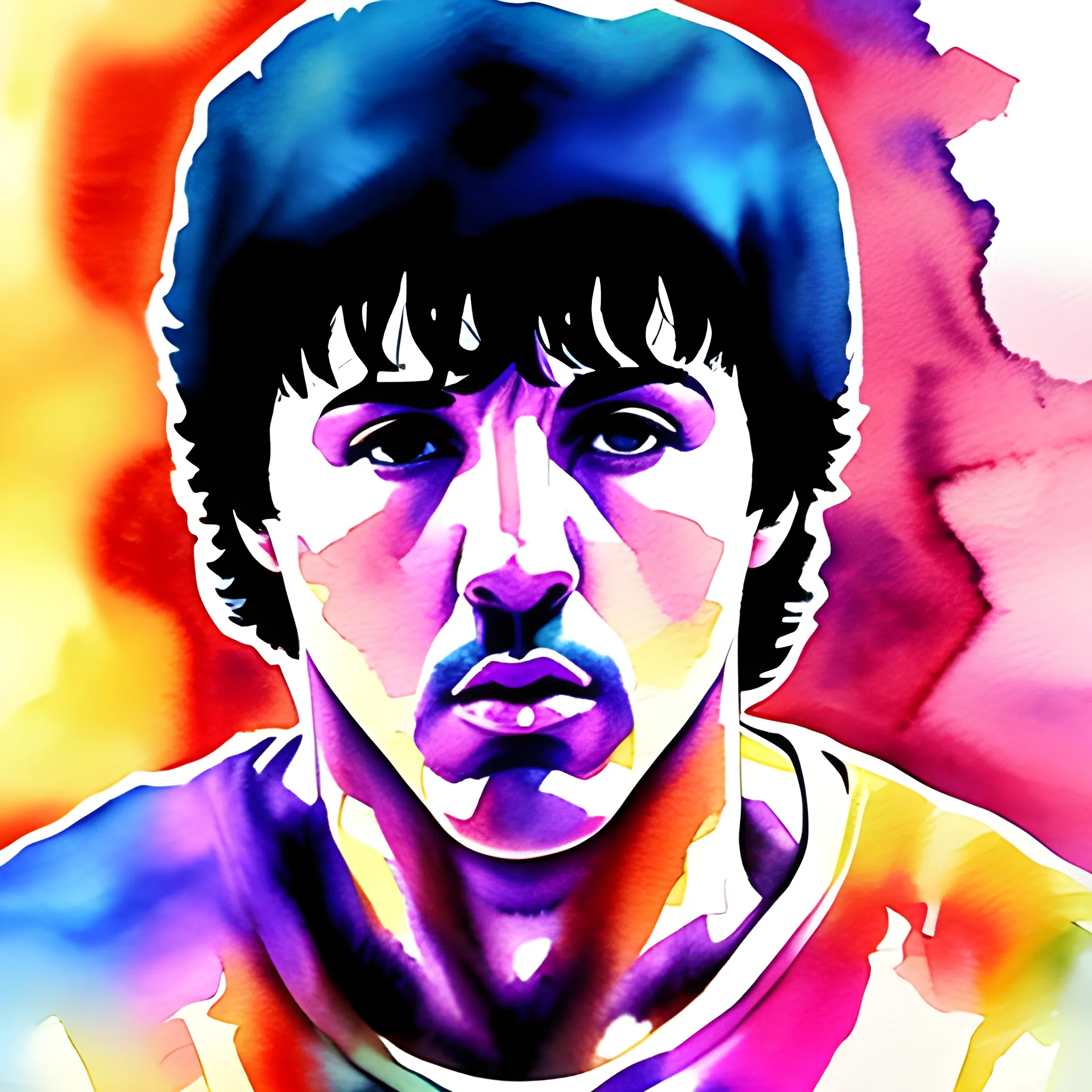 boxeador Rocky Balboa art, Water Color, Trippy