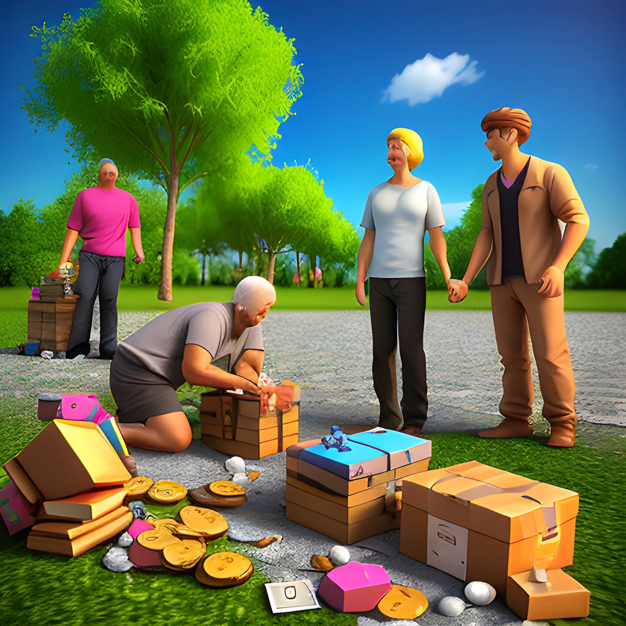 social recovery, people ask their friends to find back his treasures, , 3D