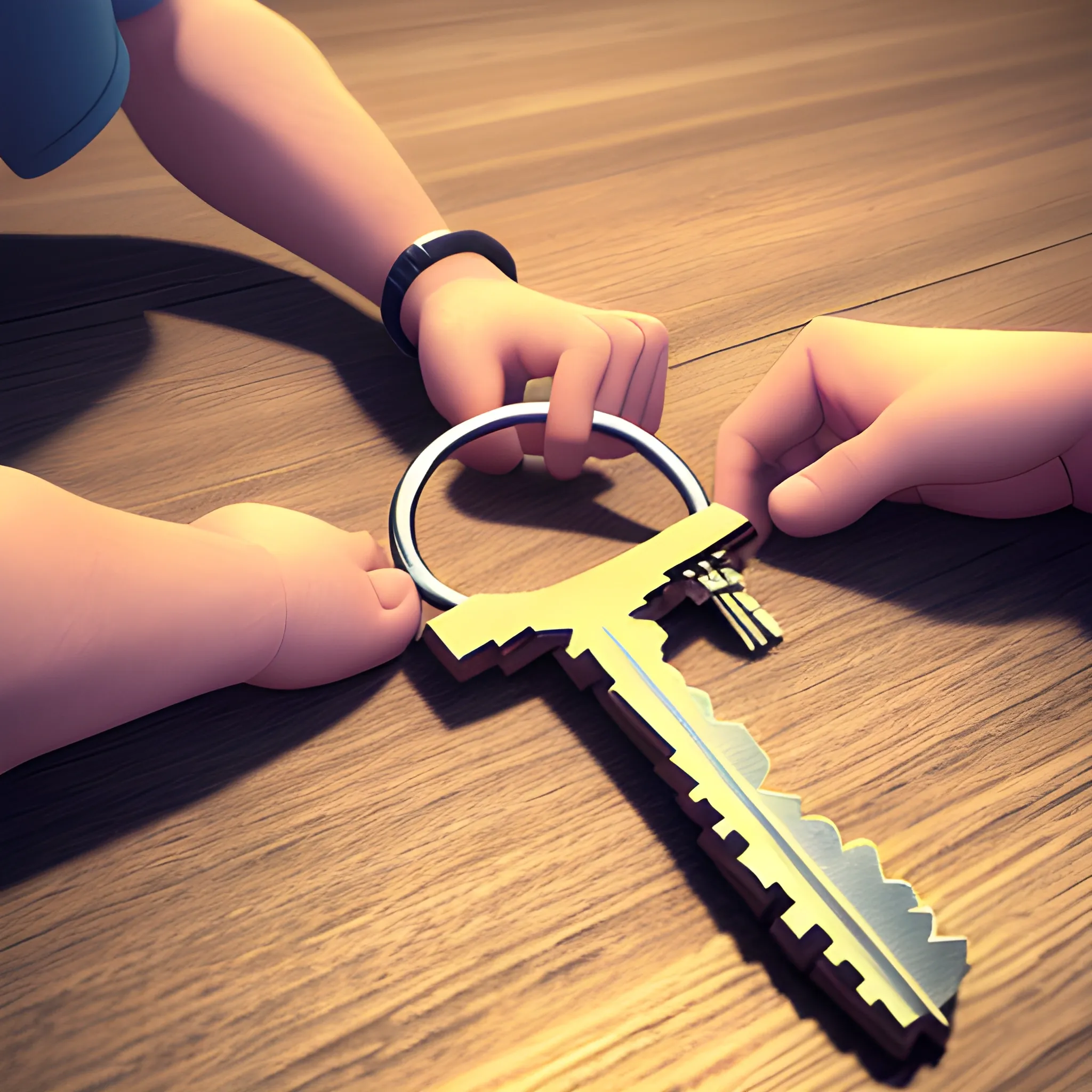 social recovery, a person ask his 3 friends to share his keys, 3D