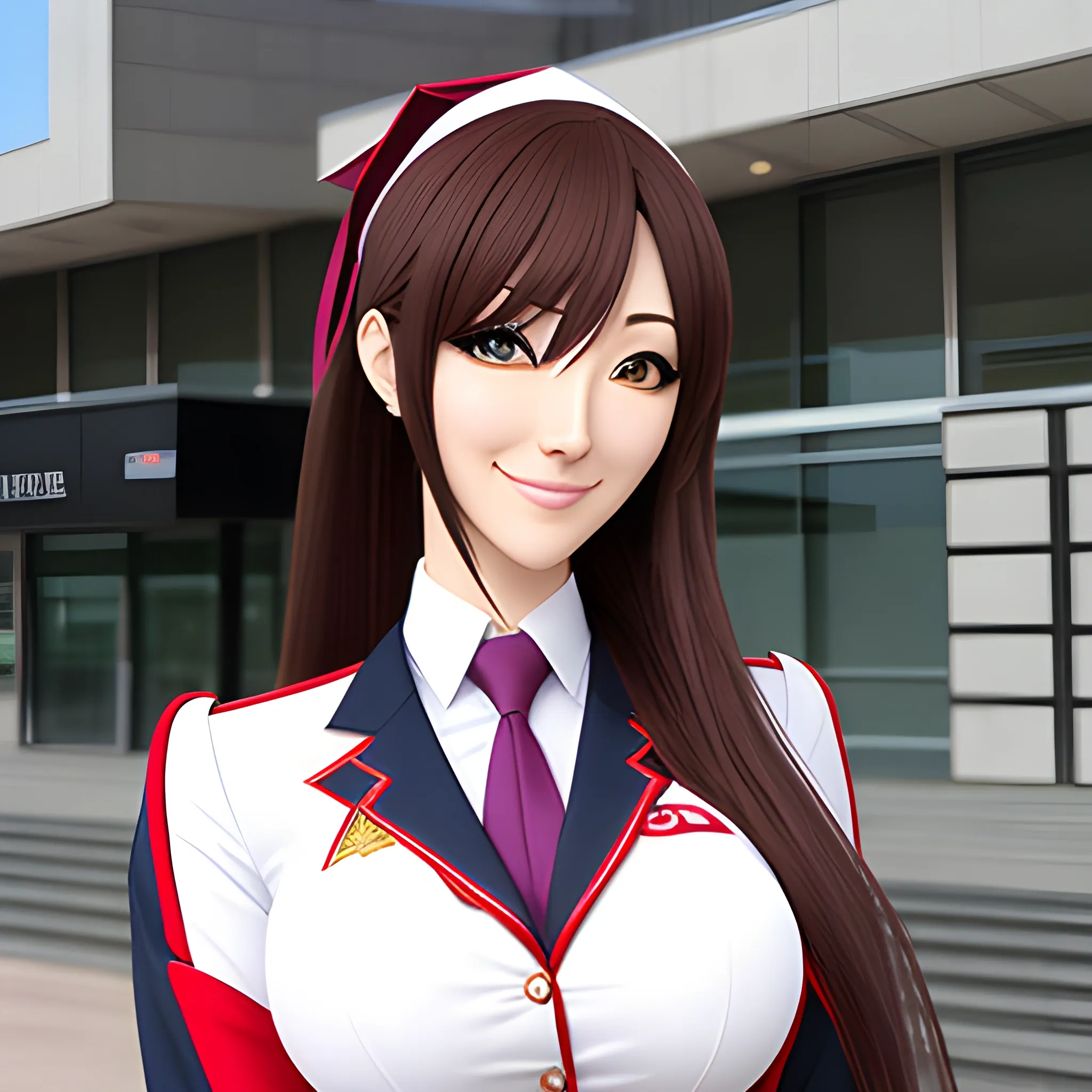 Anime girl, realistic, school uniform 