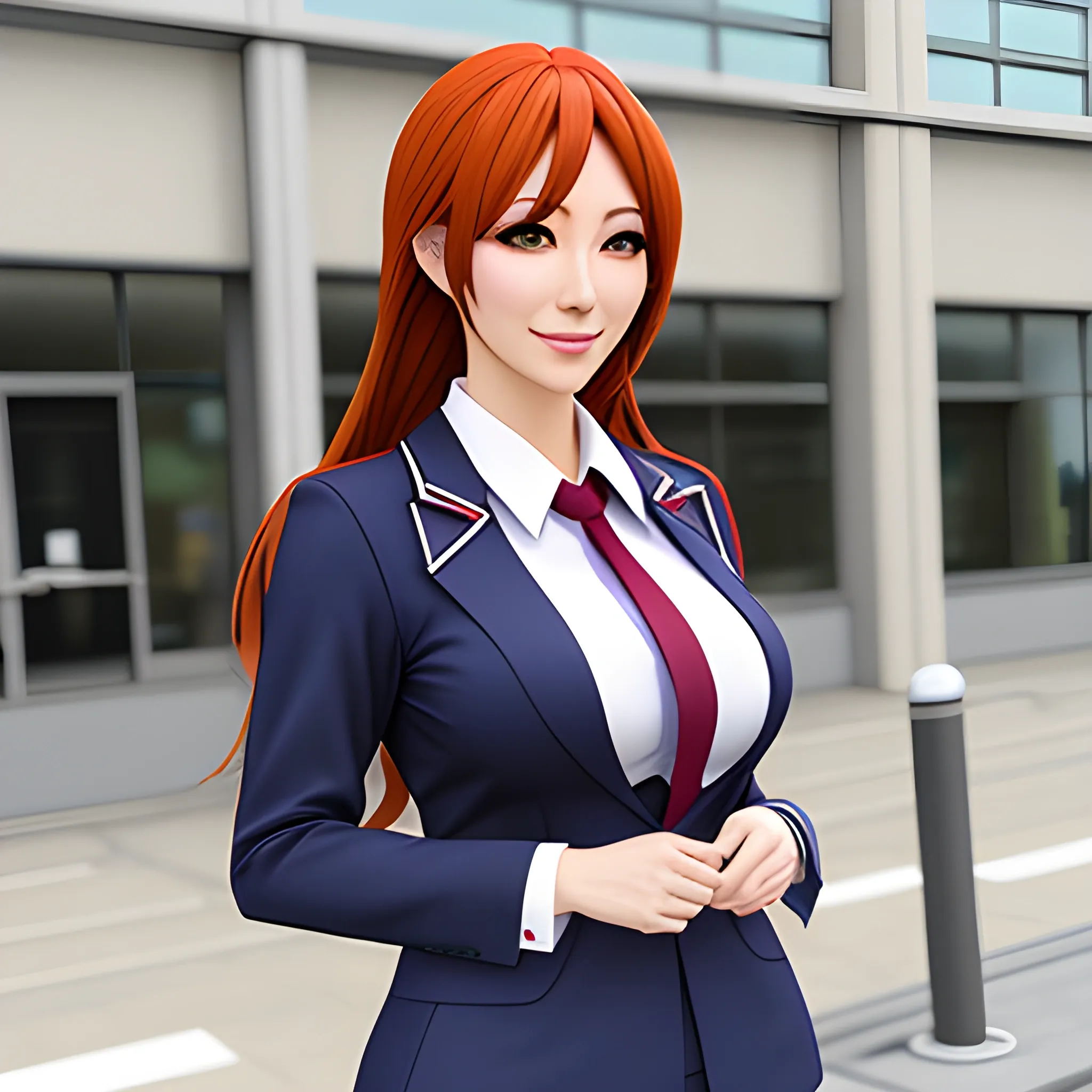 Anime girl, realistic, school uniform 