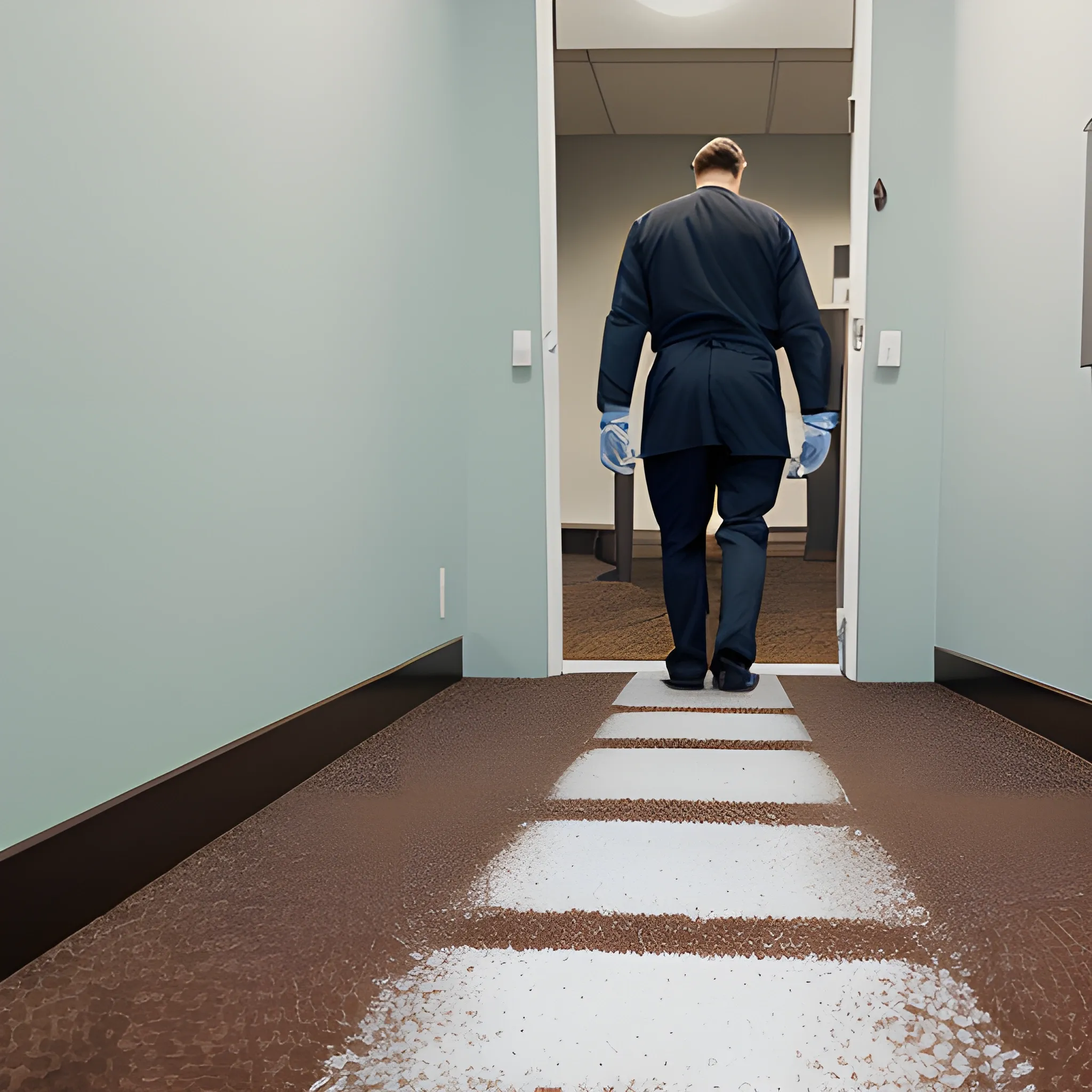 man walking into dentist office only to find dentist dead on ground
