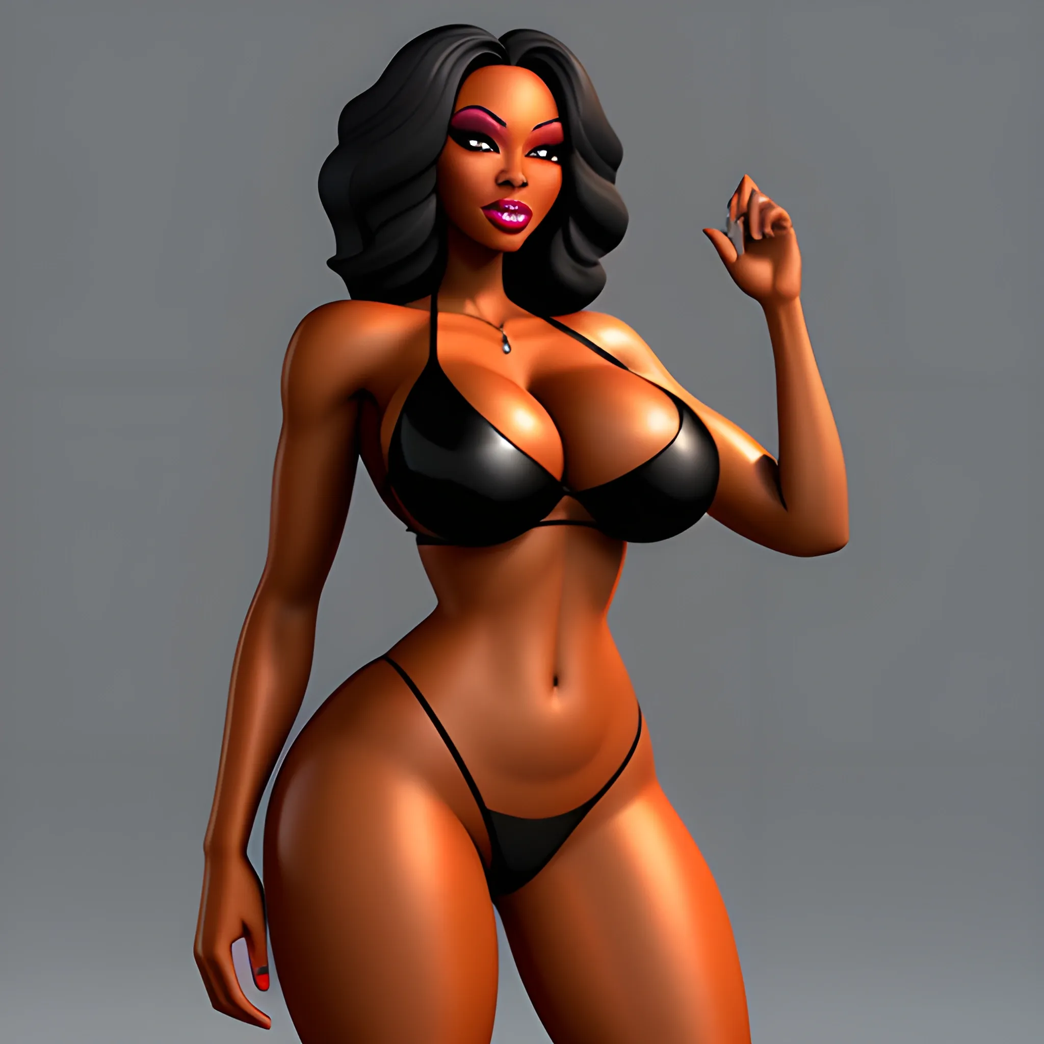 Sexy black girl, 3D, Cartoon