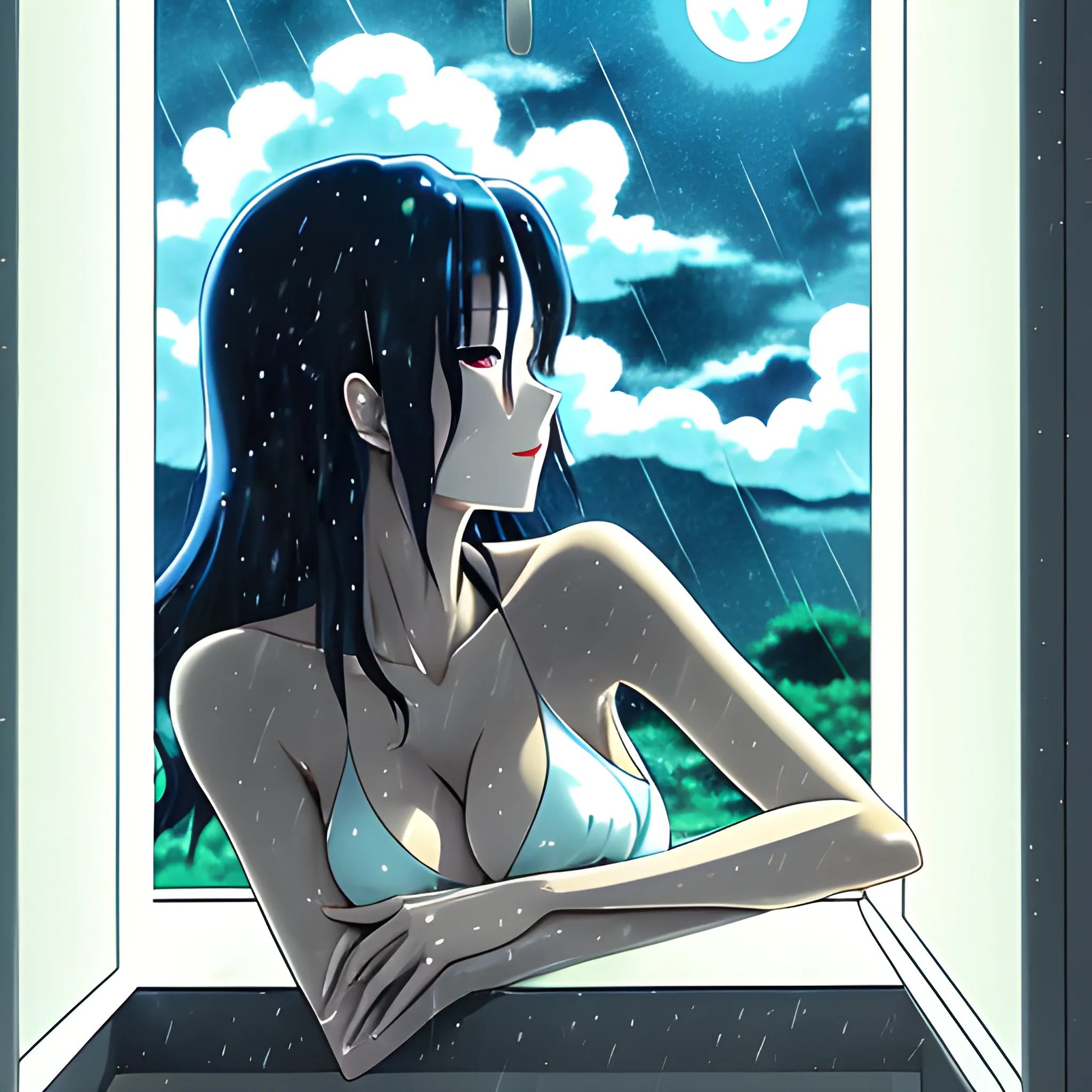 alone anime girl watching sky. High quality illustration Stock Illustration  | Adobe Stock