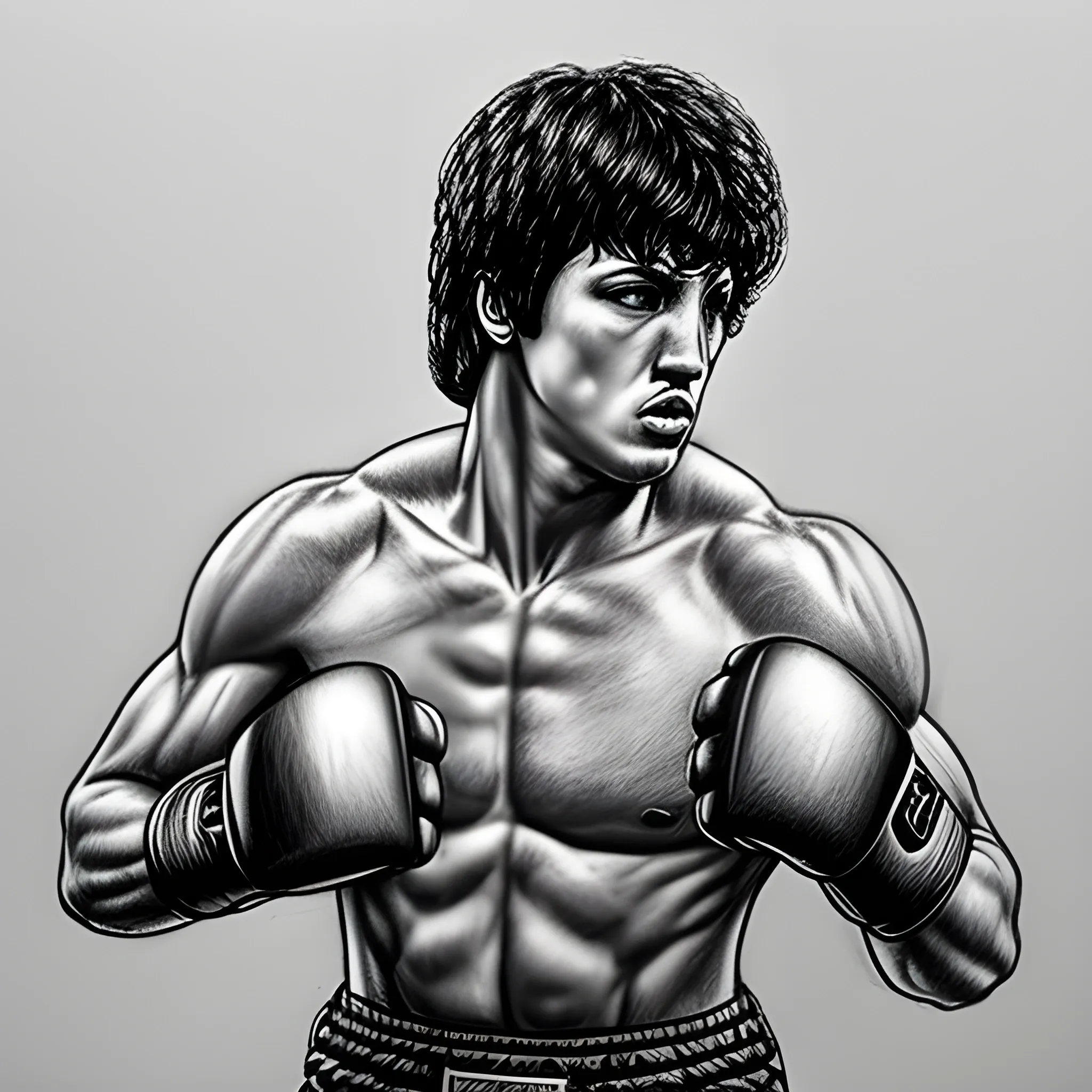boxeador Rocky Balboa art,, Pencil Sketch