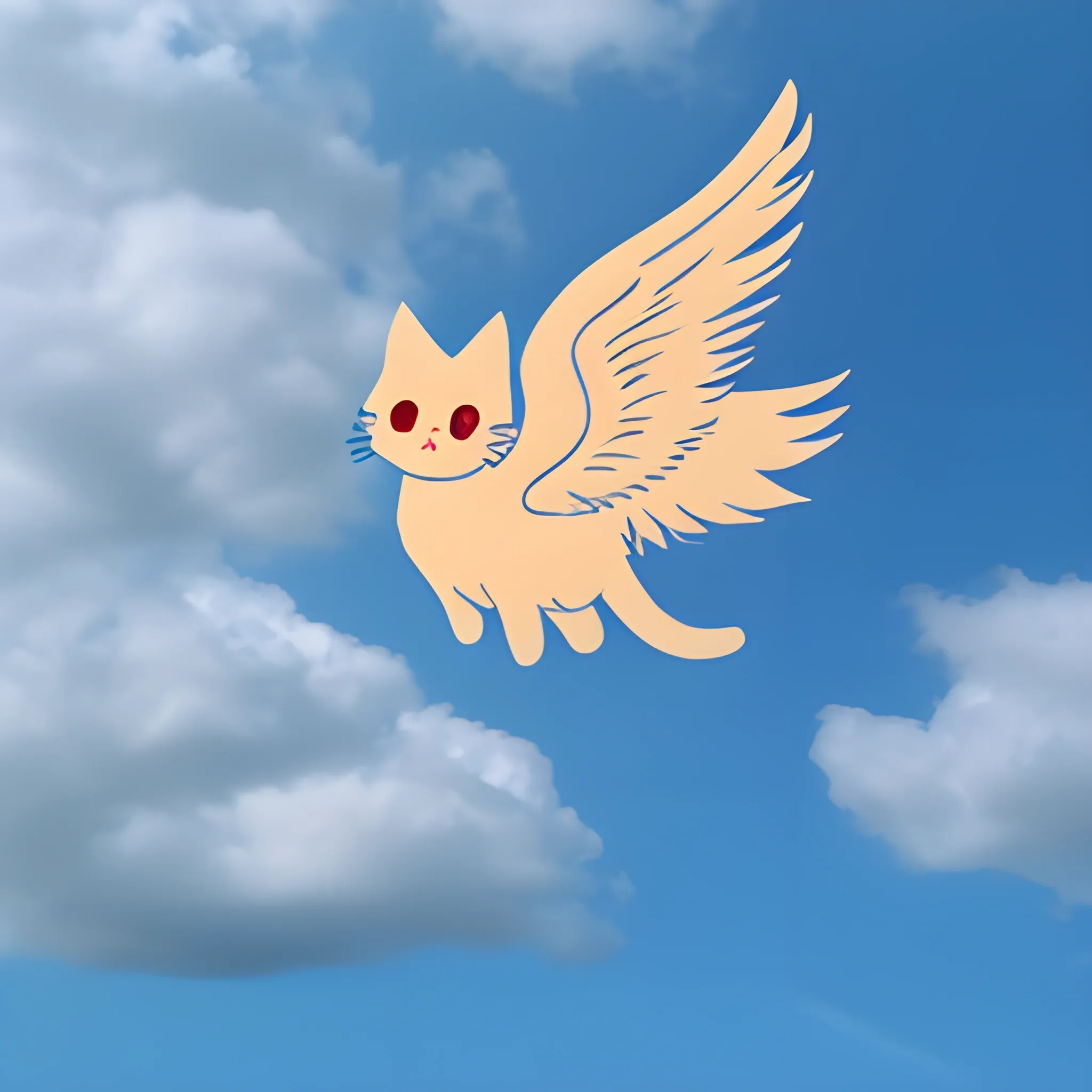 winged cat in the sky
