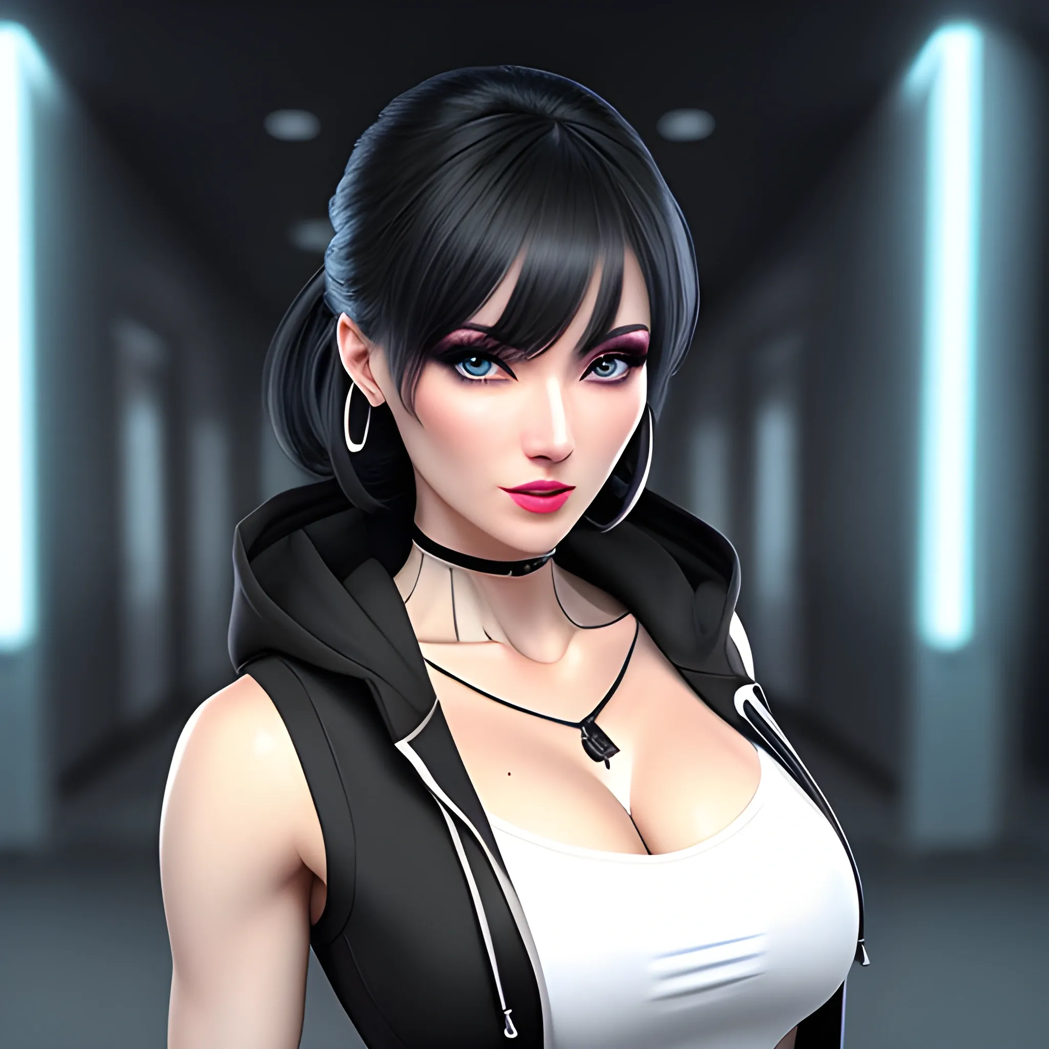 1girl, arms_behind_back, bangs, belt, black_hair, bow, breasts, buttons, door, dress, earrings, hair_bow, indoors, jewelry, lips, looking_at_viewer, medium_breasts, sleeveless, solo, (8k, RAW photo, best quality, masterpiece:1.2), (realistic, photo-realistic:1.37), ultra-detailed,full body,1 girl, solo,beautiful detailed sky,detailed tokyo street,night,beautiful detailed eyes,beautiful detailed lips,professional lighting, photon mapping, radiosity, physically-based rendering,extremely detailed eyes and face, beautiful detailed eyes,light on face,cinematic lighting, short jacket,hoodie,school uniform,1girl,full body,full-body shot,see-through,looking at viewer,outdoors,((white hair))