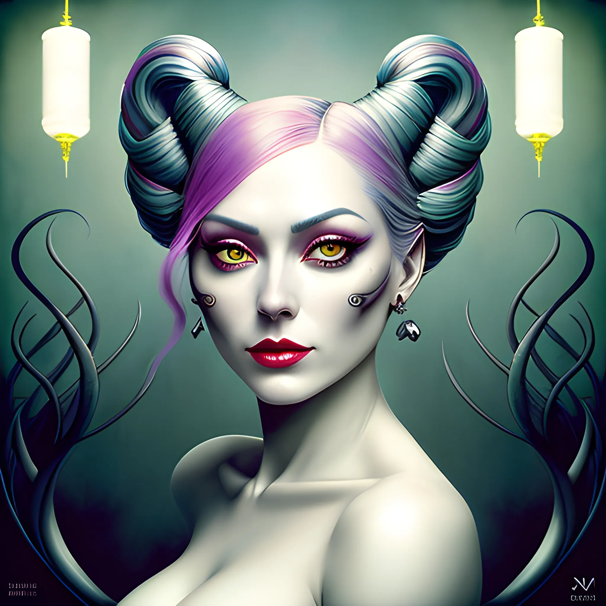 ((Full body image)), surrealism, satin. symmetrical cute girl model beauty smile silver hair pastel punk makeup hues of neon rim light pony tails french braid, 12 years old, giant eyes. intricately detailed, hyper realistic, oil painting, concept art, 3D, 8K resolution, trending on artstation, trending on cgsociety, ray trace reflections, octane render, unreal engine 5, sharp focus, studio lighting, Wassily Kandinsky, Catrin Welz-Stein, Tom Bagshaw, Audrey Kawasaki, Alberto Seveso, José Vergara, Maxfield Parrish, Rembrandt, Mattias Adolfsson, Greg Rutkowski,
