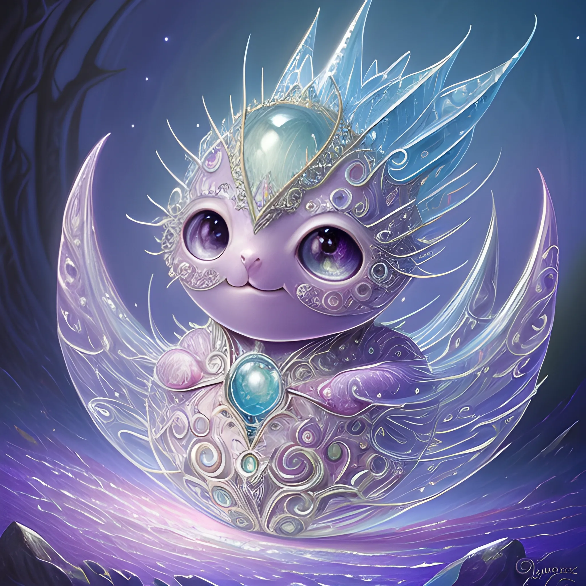 art by gilbert williams a cute happy gemstone creature. Fantasy. Magic. Artistic ultra highly detailed, detailed digital painting, highly detailed, intricated, intricated pose, clarity, high quality