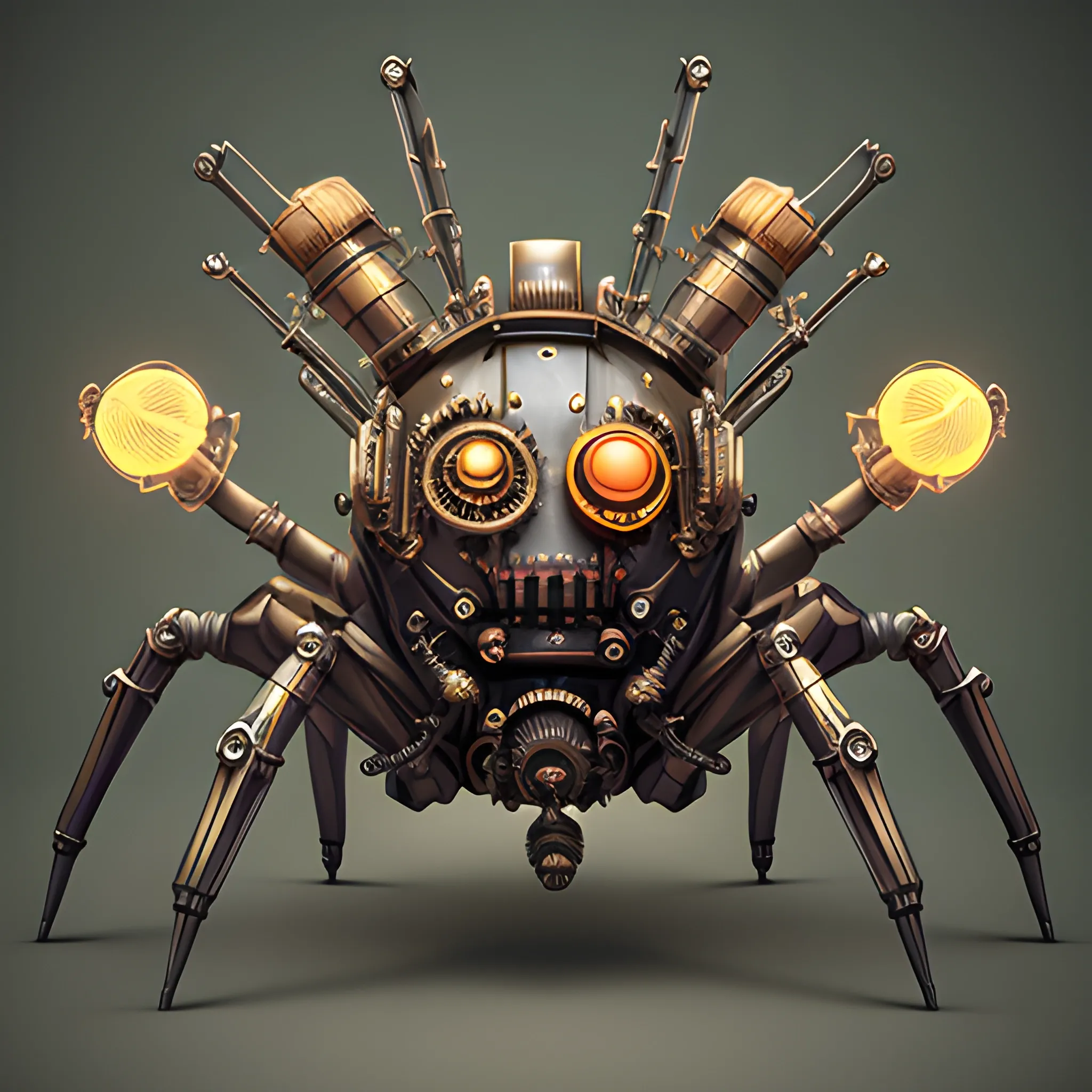Steampunk Spider Fantasy Art Robot Ninja Mask Stylized Digital I 