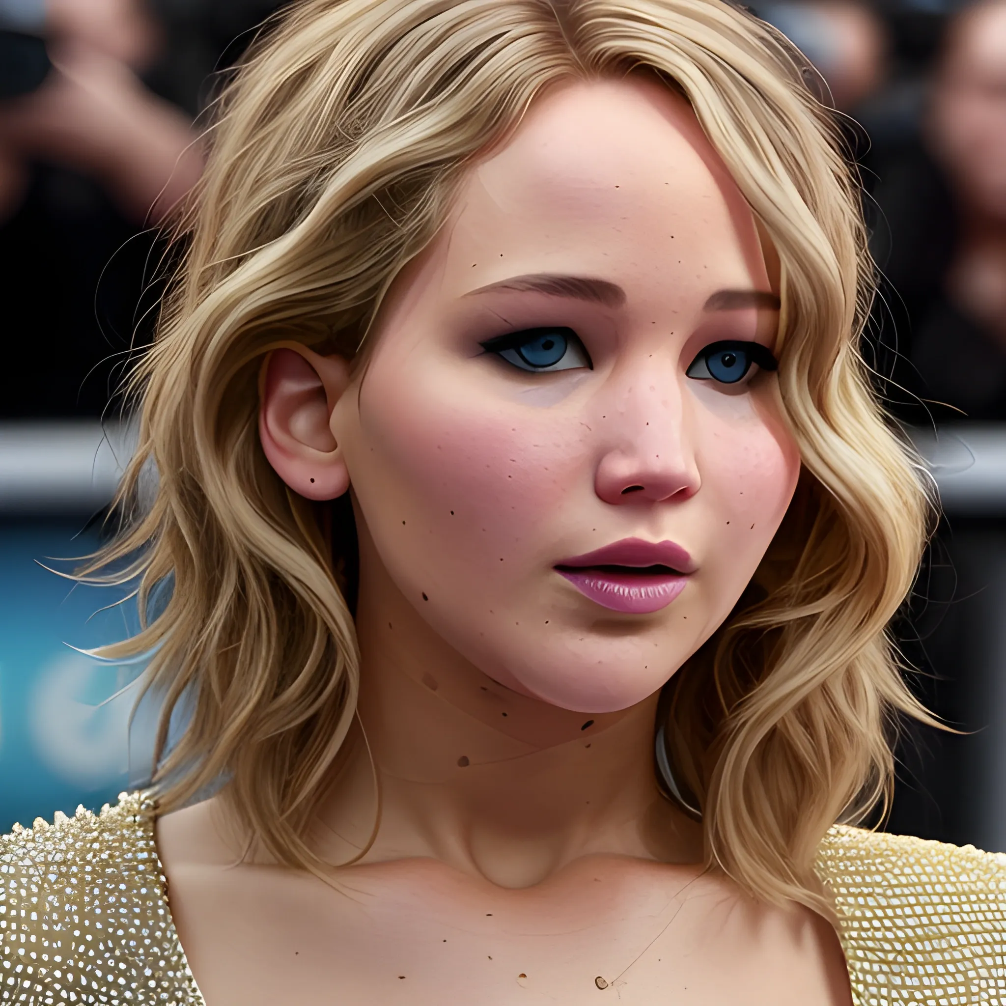 jennifer lawrence looking to the camera, hyper Realistic

