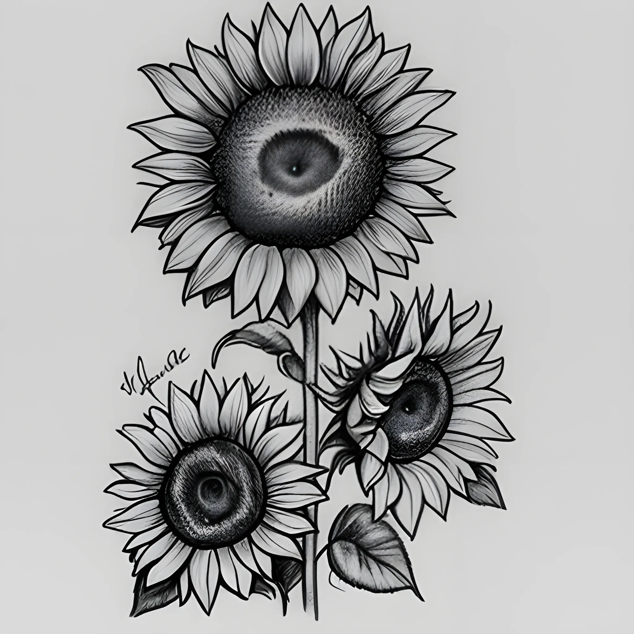 3 Sunflower Tattoo Roses