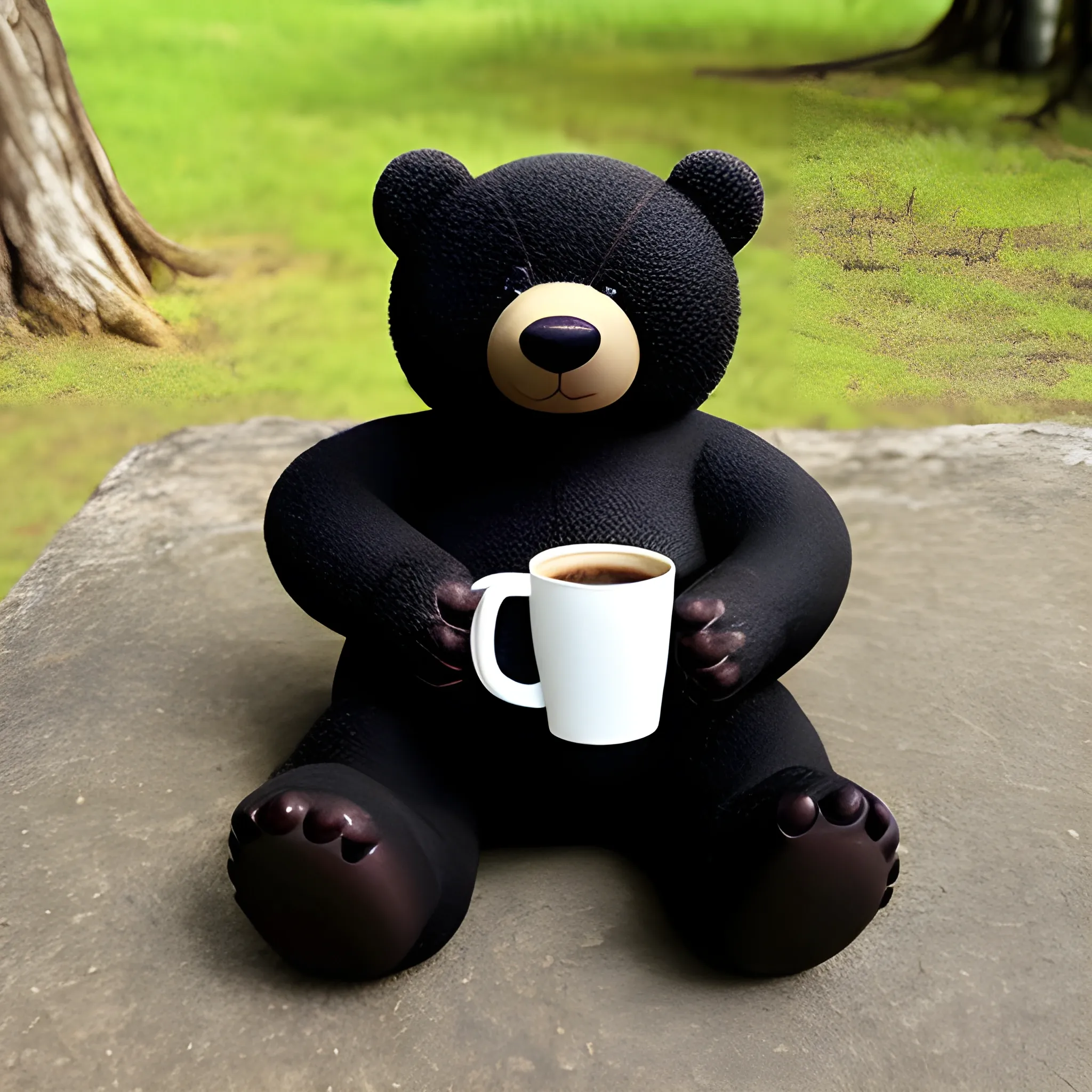 coffee, mascot, bear, kuma, black bear, simple, Cartoon