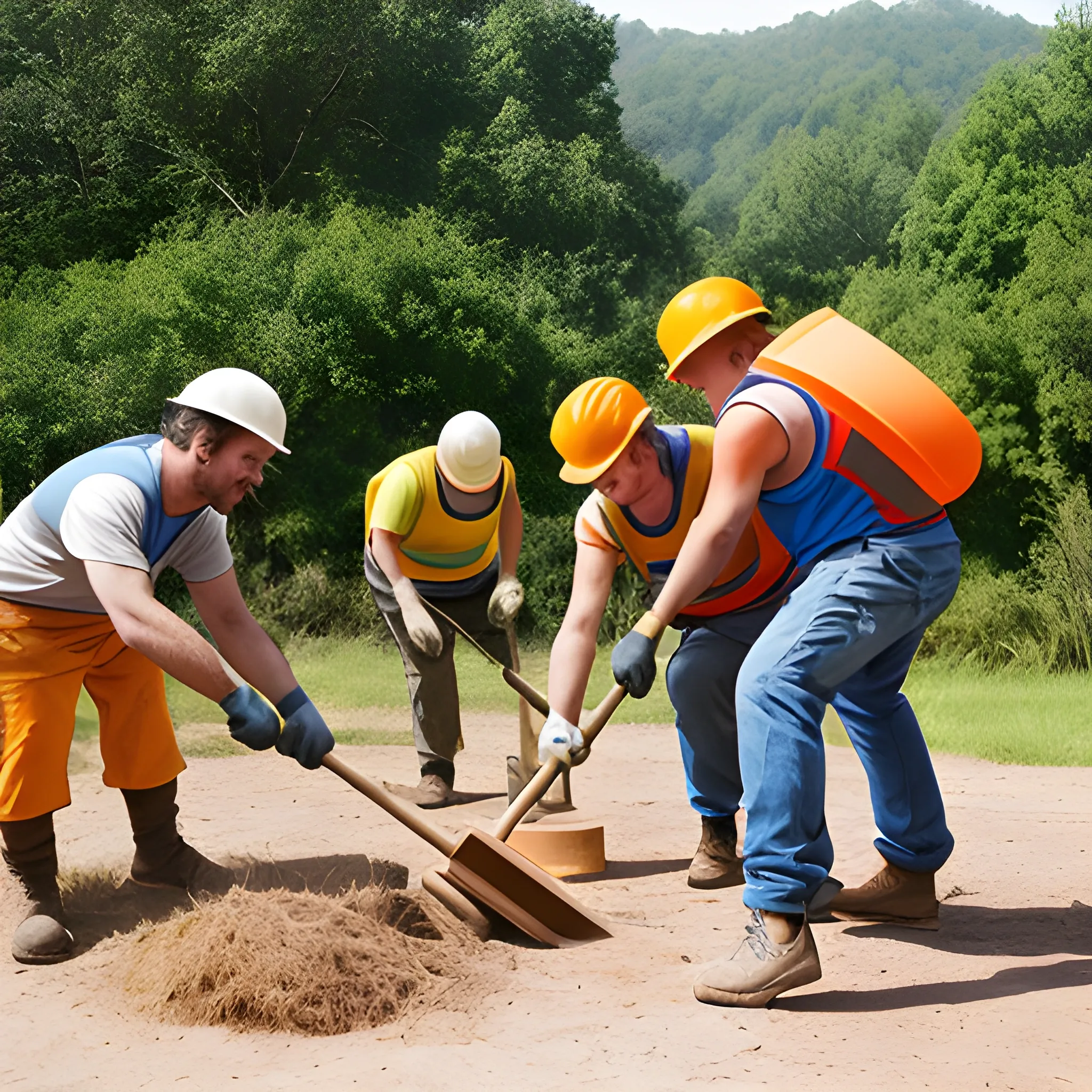  people happy by outdoor work