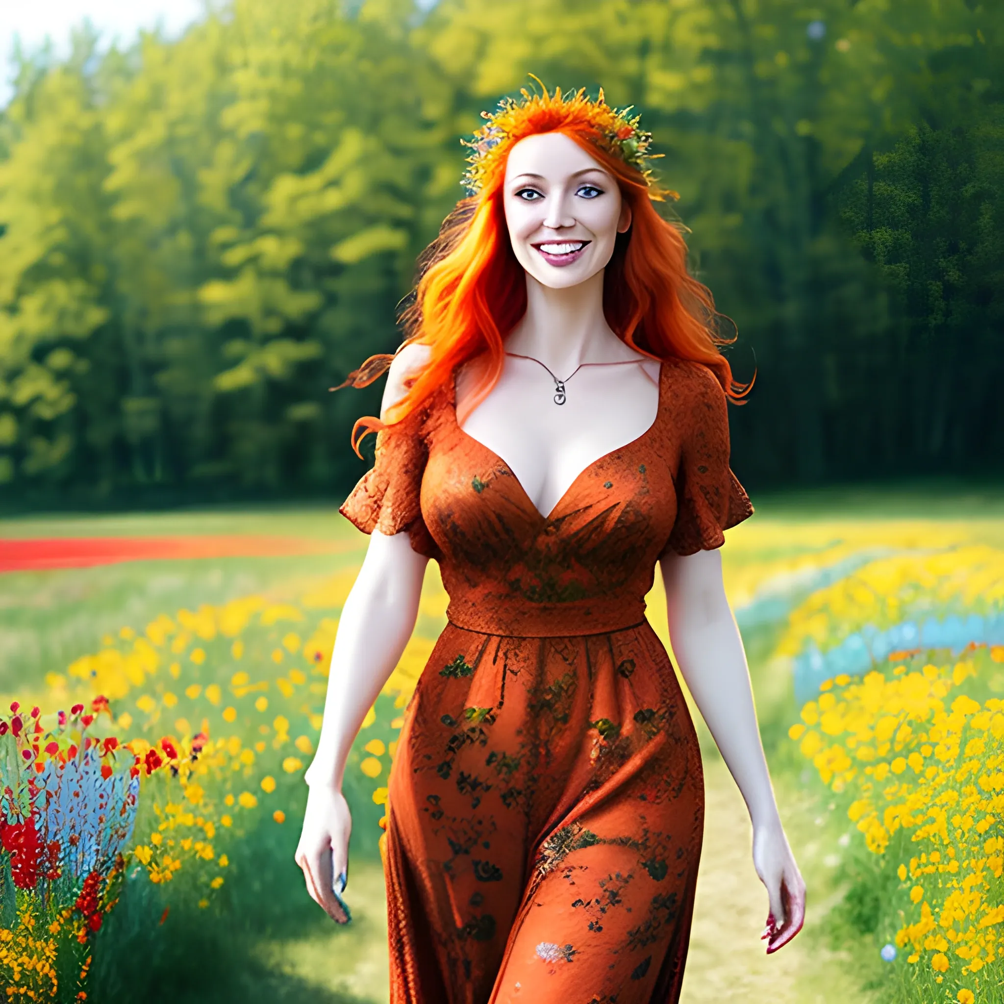 A radiant and confident red-headed girl with captivating green e... -  Arthub.ai