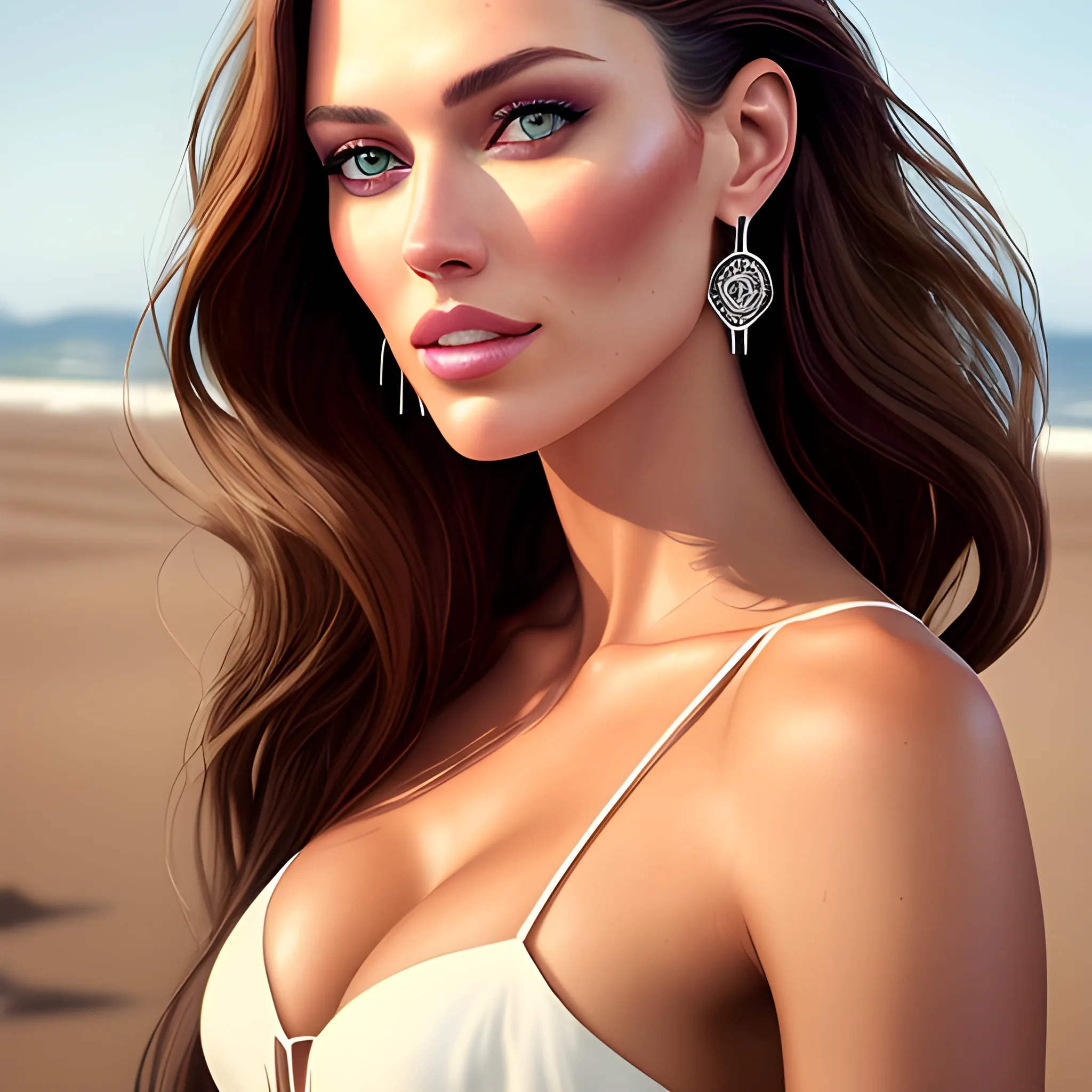 Wonderful young woman (Emily DiDonato:Rachel Cook:0.5), beautiful look, detailed face , detailed hair, ultra focus, face ilumined , face detailed, 8k resolution, painted, dry brush, brush strokes , razumov style and garmash style Portrait of wonderful woman , boho style, casual outfit, boho palette , pony tail, soft smile, the free spirit, the bohemian,  EType , 4w5, sun rays, deatiled facial features, deatiled eyes , McQueen, minimalizm, hasselbland h6d–100c