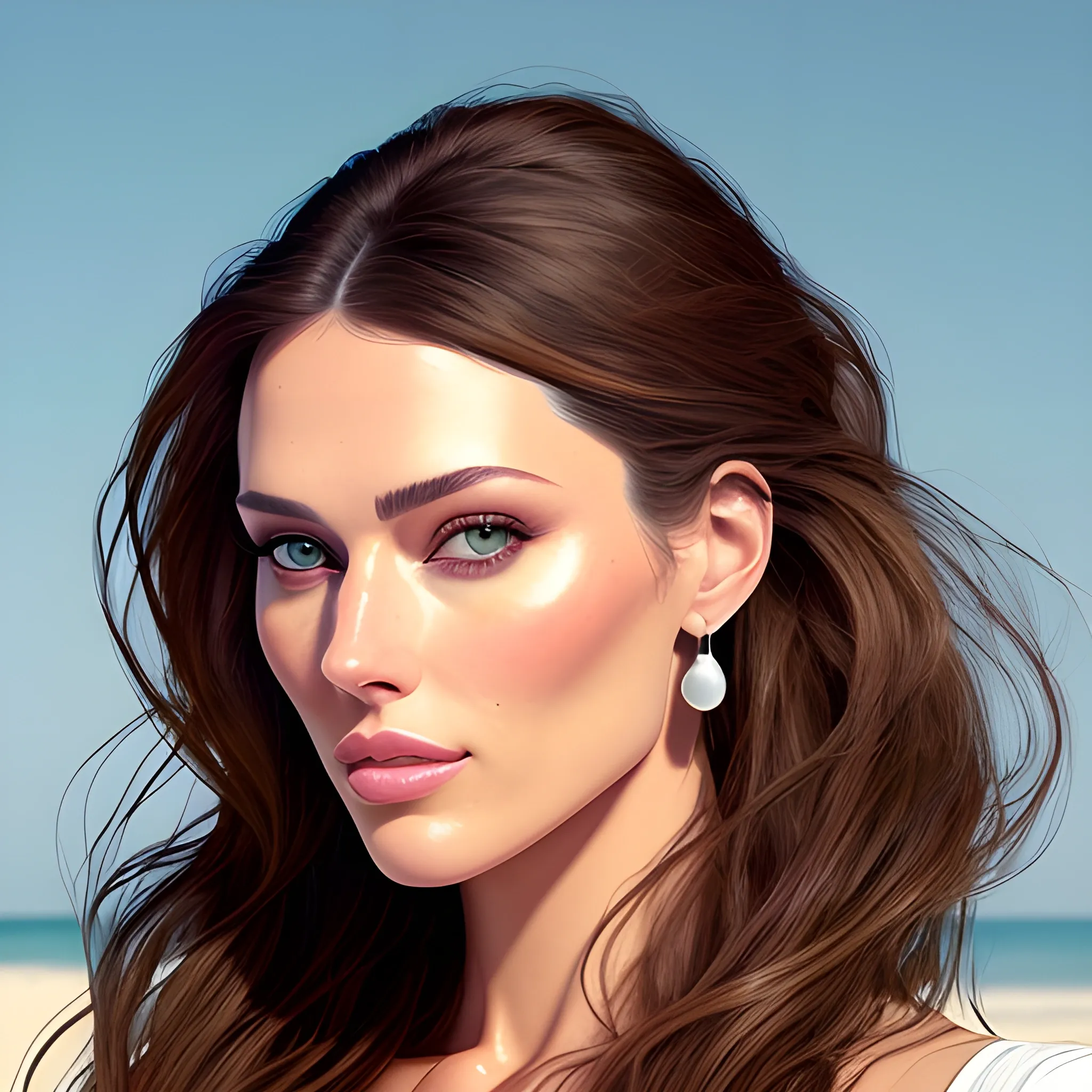 Wonderful young woman (Emily DiDonato|Rachel Cook), beautiful look, detailed face , detailed hair, ultra focus, face ilumined , face detailed, 8k resolution, painted, dry brush, brush strokes , razumov style and garmash style Portrait of wonderful woman , boho style, casual outfit, boho palette , pony tail, soft smile, the free spirit, the bohemian,  EType , 4w5, sun rays, deatiled facial features, deatiled eyes , McQueen, minimalizm, hasselbland h6d–100c