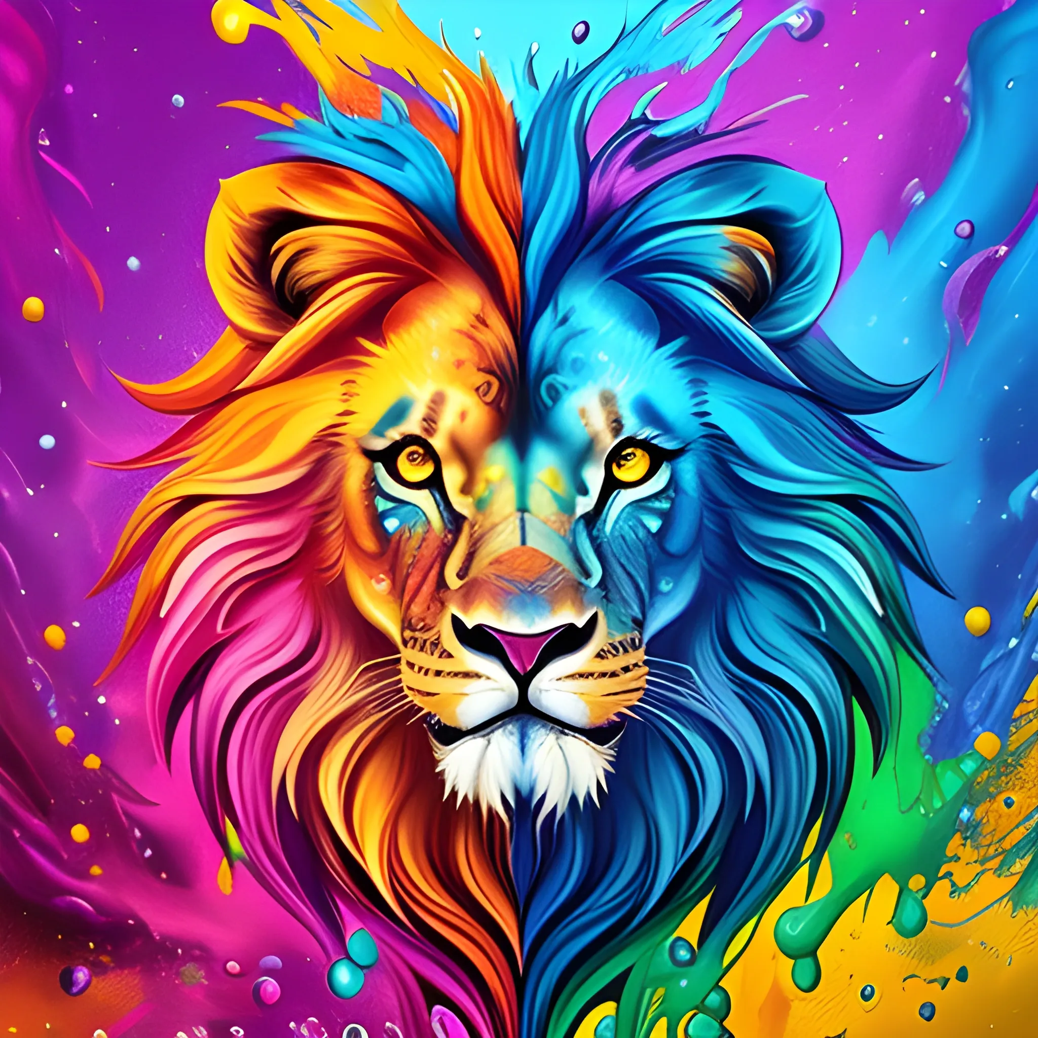 Colored Lion Canvas Artwork by Milos Karanovic | iCanvas