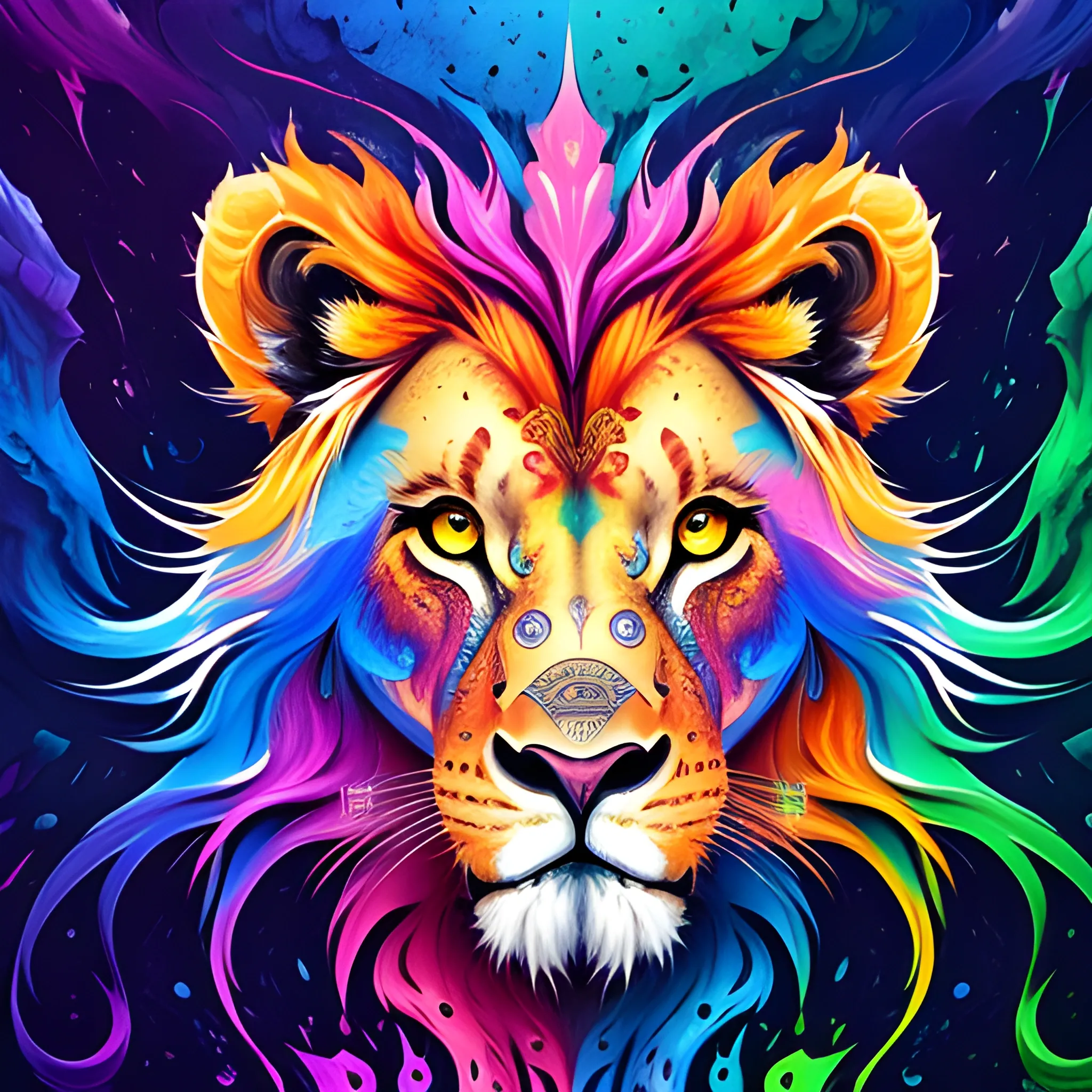 splash art, a liquid cute and adorable baby lion made of colours, splash style of colourful paint, hyperdetailed intricately detailed, fantastical, intricate detail, splash screen, complementary colours, fantasy, concept art, 8k resolution, DeviantArt masterpiece