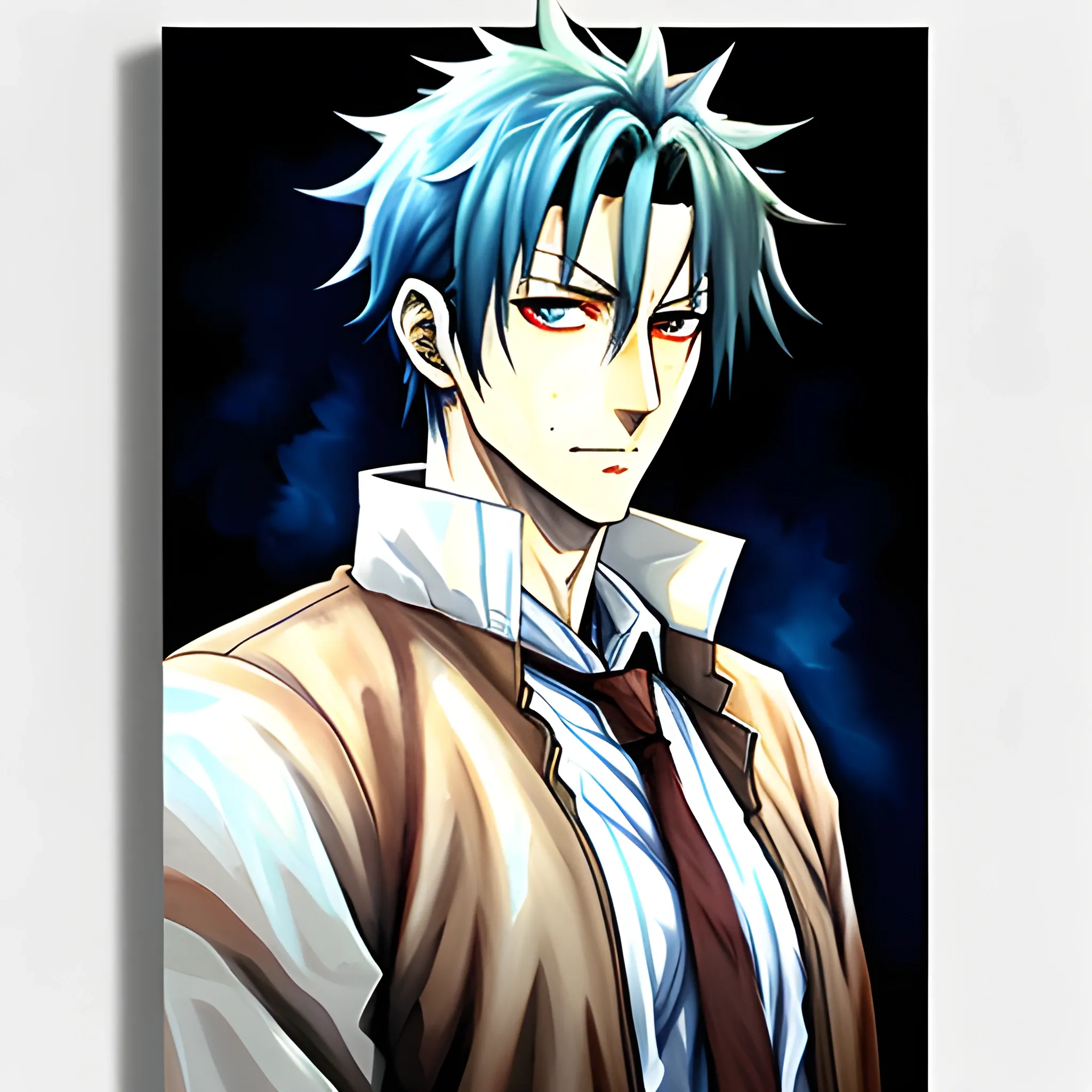 Generate a Young Male Character based on Steins;gate visual  novel Art Style, Oil Painting, Water Color