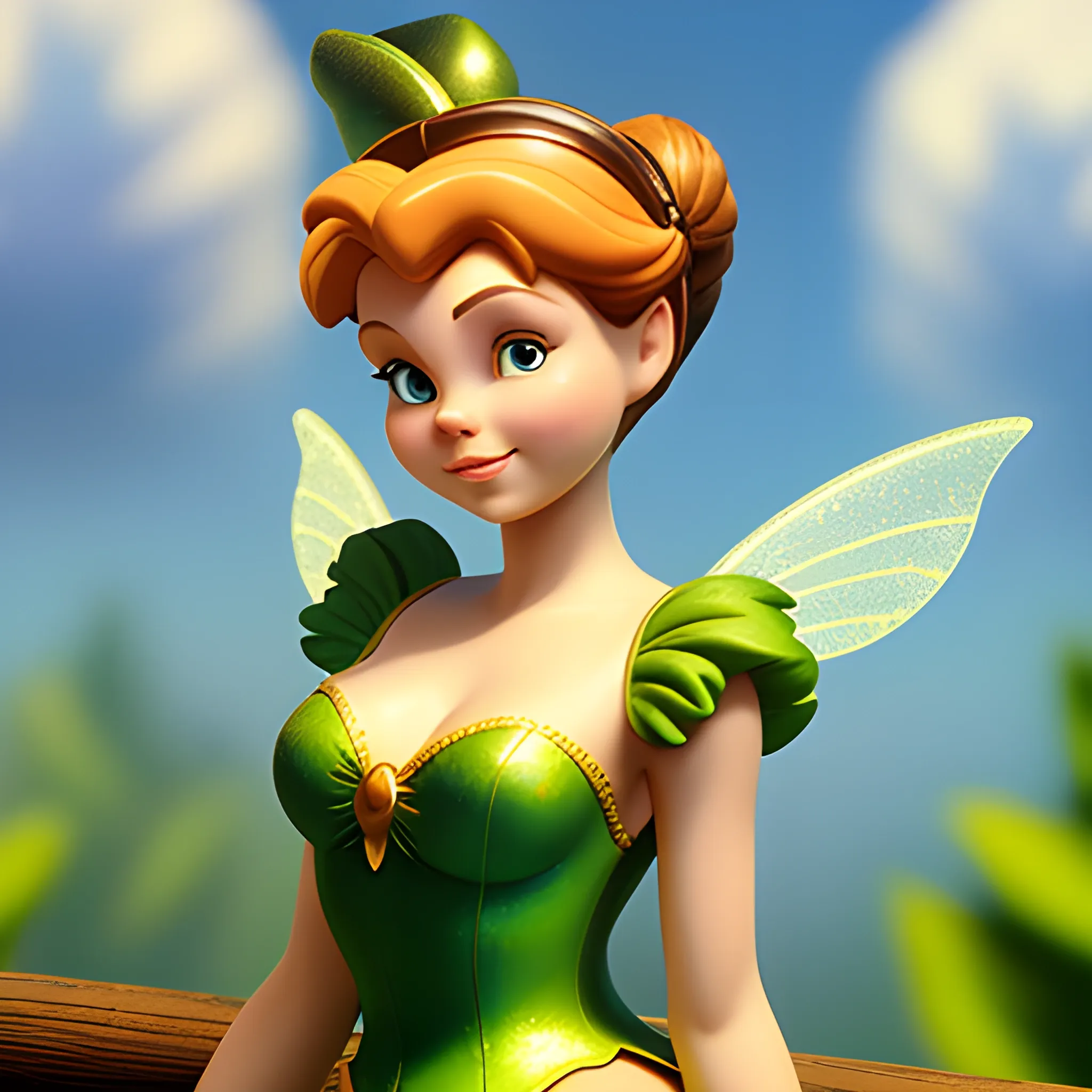 best quality:1.4, masterpiece:1.4, detailed:1.3, 8K, Tinker Bell from Peter Pan (Disney)